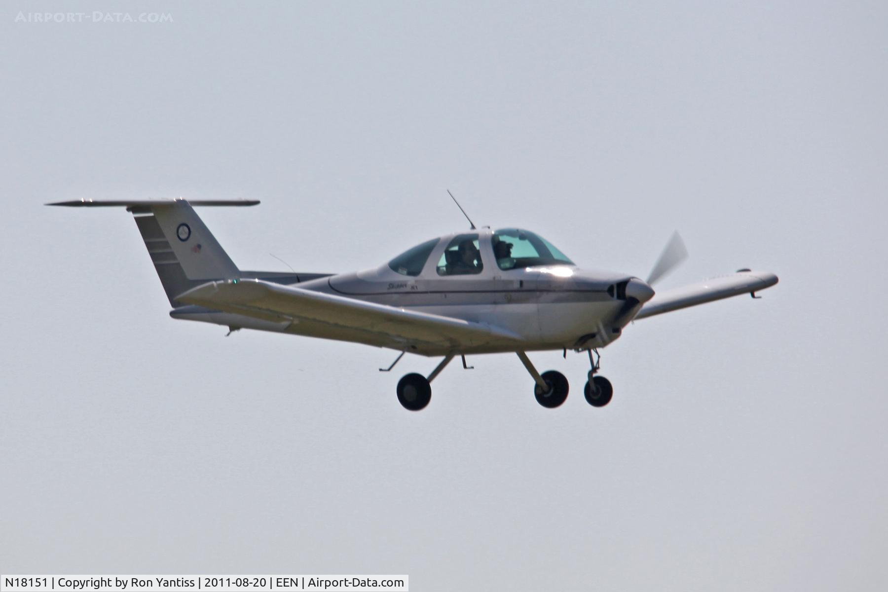 N18151, 1981 Beech 77 Skipper C/N WA-285, On final approach, at 250 feet, runway 02 Dillant-Hopkins Airport, Keene, NH