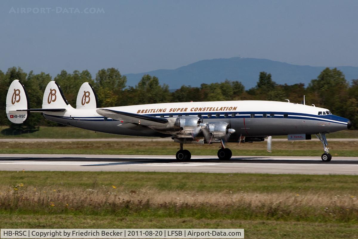 HB-RSC, 1955 Lockheed C-121C Super Constellation (L-1049F) C/N 1049F-4175, Breitlings Beauty departing from Basel