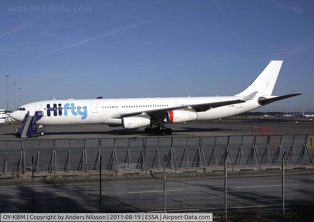 OY-KBM, 2002 Airbus A340-313X C/N 450, Parked at R10.