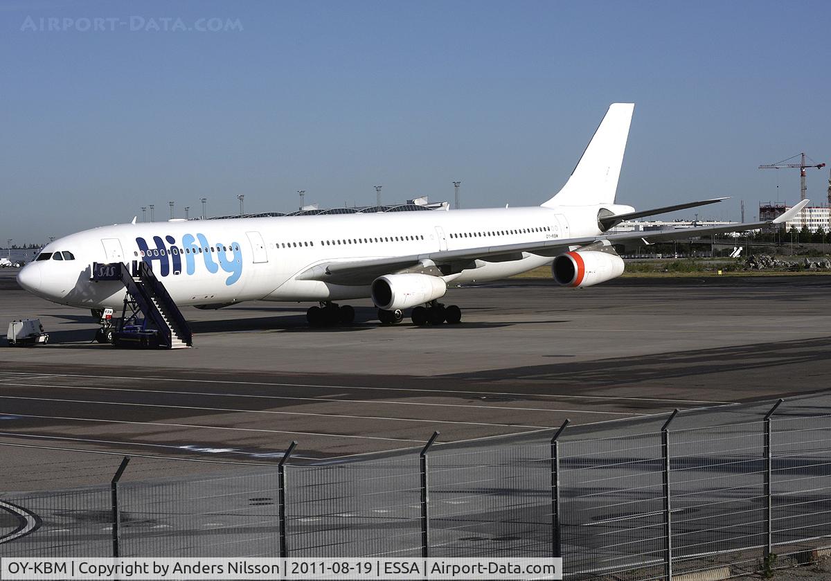 OY-KBM, 2002 Airbus A340-313X C/N 450, Parked at R10.