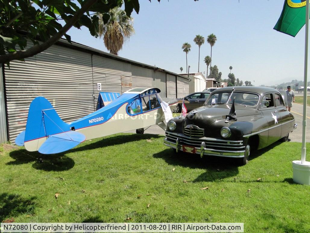N72080, 1946 Luscombe 8A C/N 3507, Wings off and sharing the area with an old Army Packard