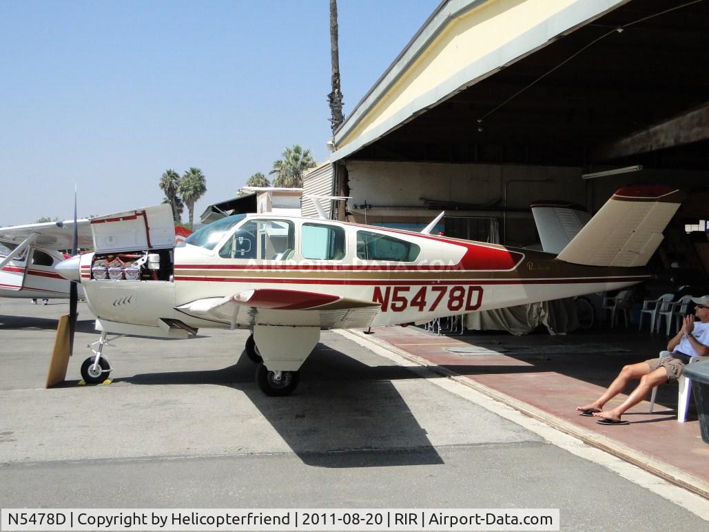 N5478D, 1957 Beech H35 Bonanza C/N D-4985, Parked partially in the shade for display