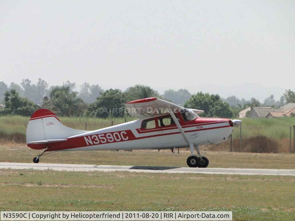 N3590C, 1955 Cessna 170B C/N 26634, Rolling out after landing