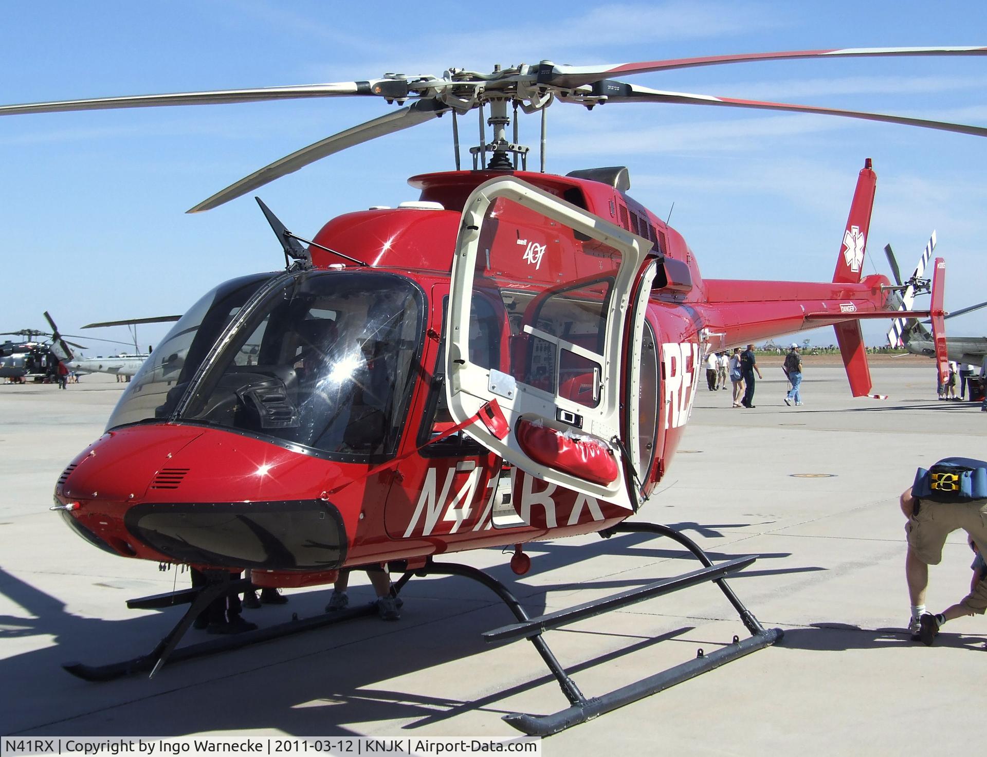 N41RX, 1997 Bell 407 C/N 53124, Bell 407 EMS for REACH Air Medical Services at the 2011 airshow at El Centro NAS, CA