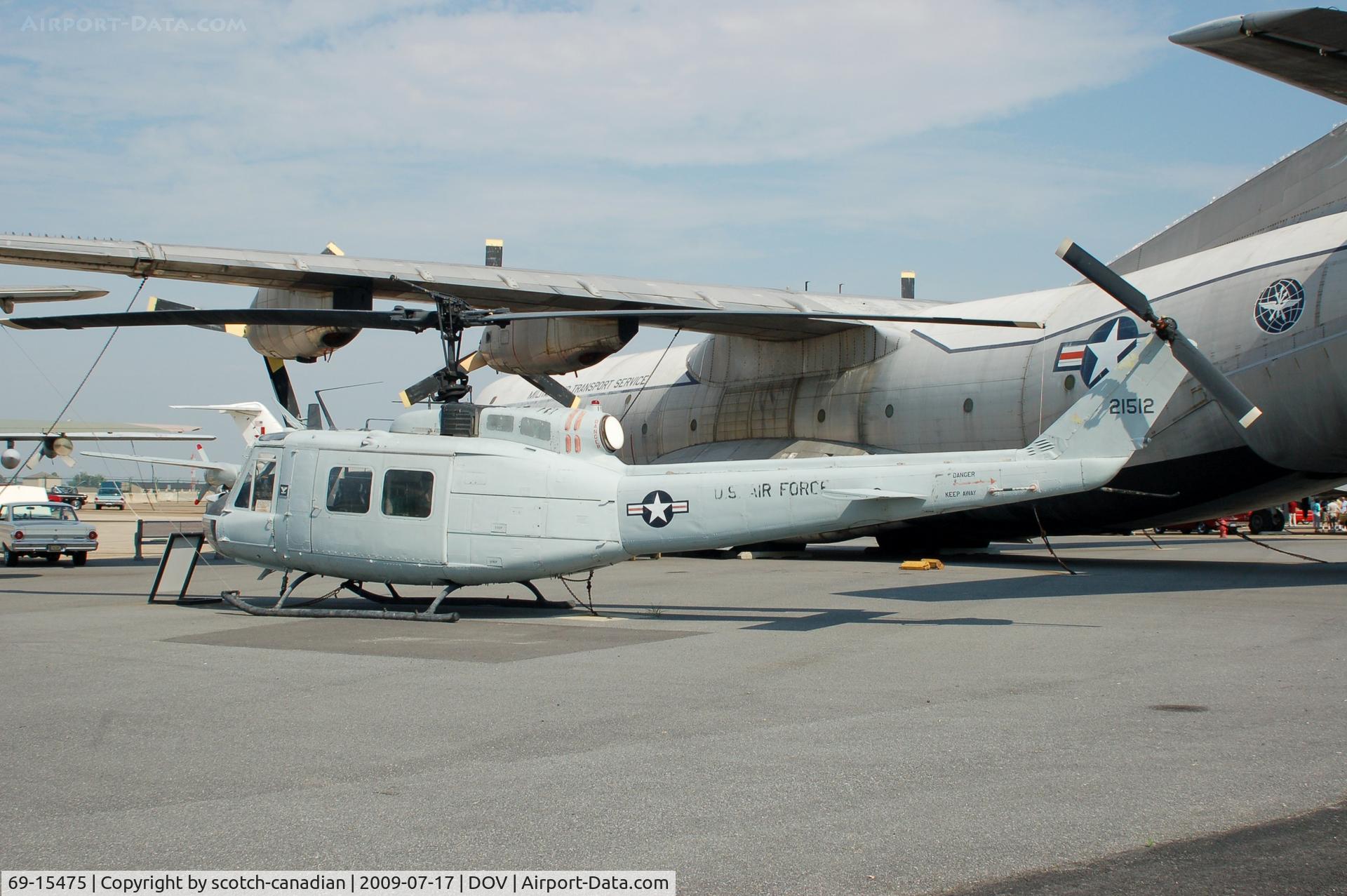69-15475, 1969 Bell UH-1H Iroquois C/N 11763, 1969 Bell UH-1H Iroquois Helicopter at the Air Mobility Command Museum, Dover AFB, DE