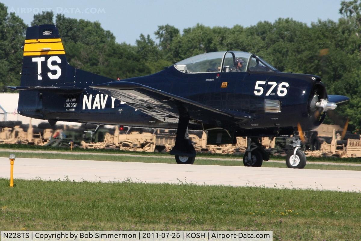 N228TS, 1954 North American T-28D Trojan C/N 200-422, Departing Airventure 2011.
