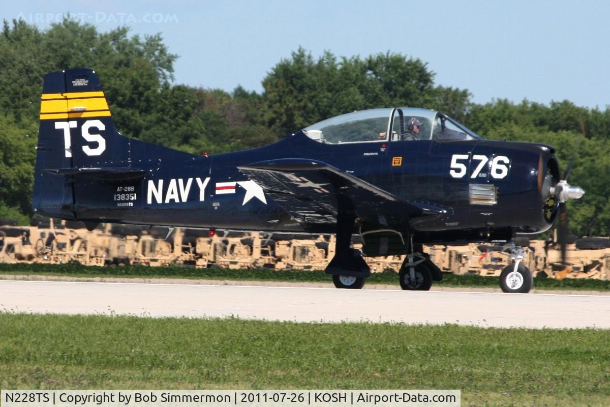 N228TS, 1954 North American T-28D Trojan C/N 200-422, Departing Airventure 2011.