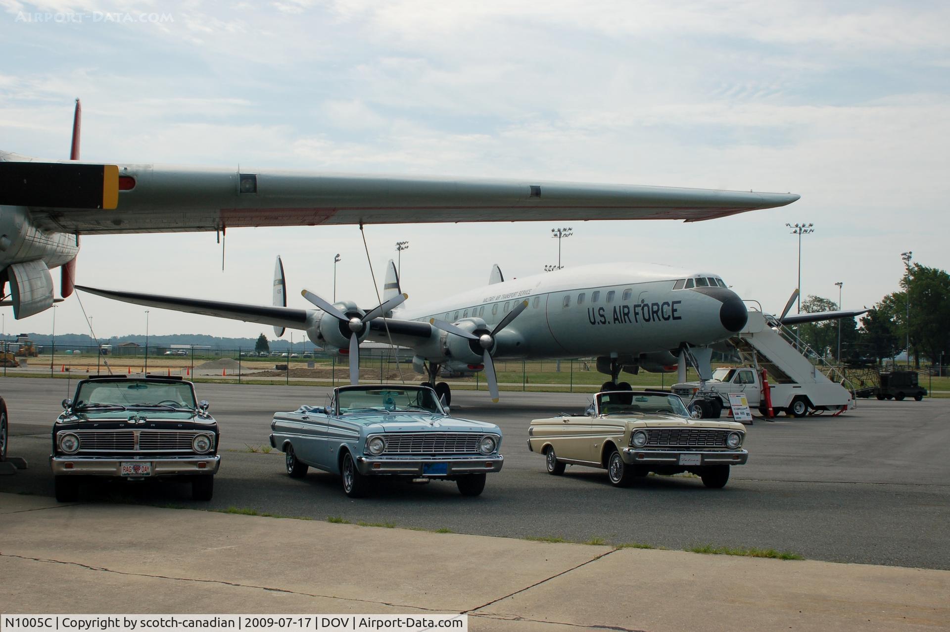 N1005C, 1955 Lockheed L-1049E/01 Super Constellation C/N 4557, 1955 Lockheed 1049E/01-55 and Ford Falcons at the Air Mobility Command Museum, Dover AFB, DE