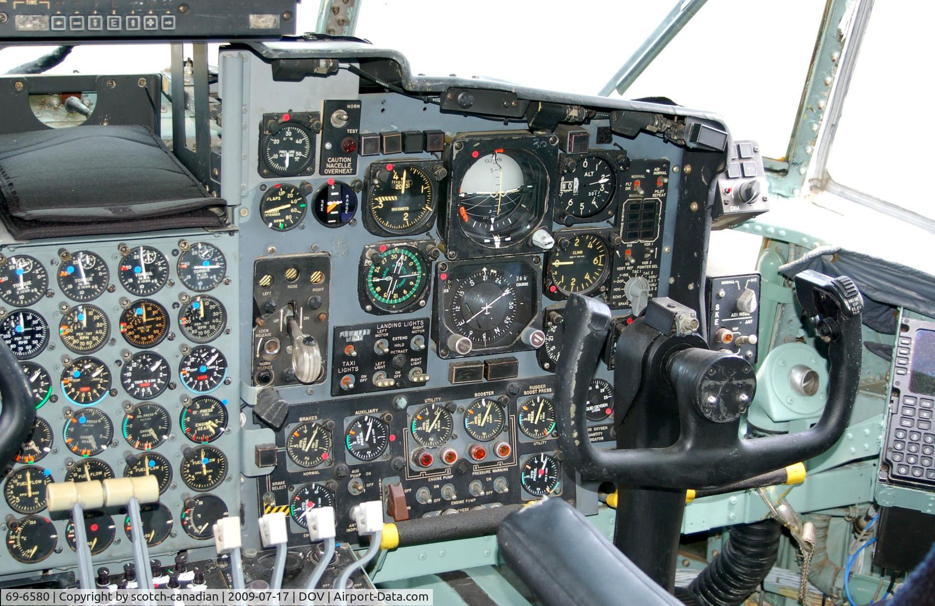 69-6580, 1969 Lockheed C-130E Hercules C/N 382-4356, Lockheed C-130E Hercules Cockpit, Co-Pilot side, at the Air Mobility Command Museum, Dover AFB, DE