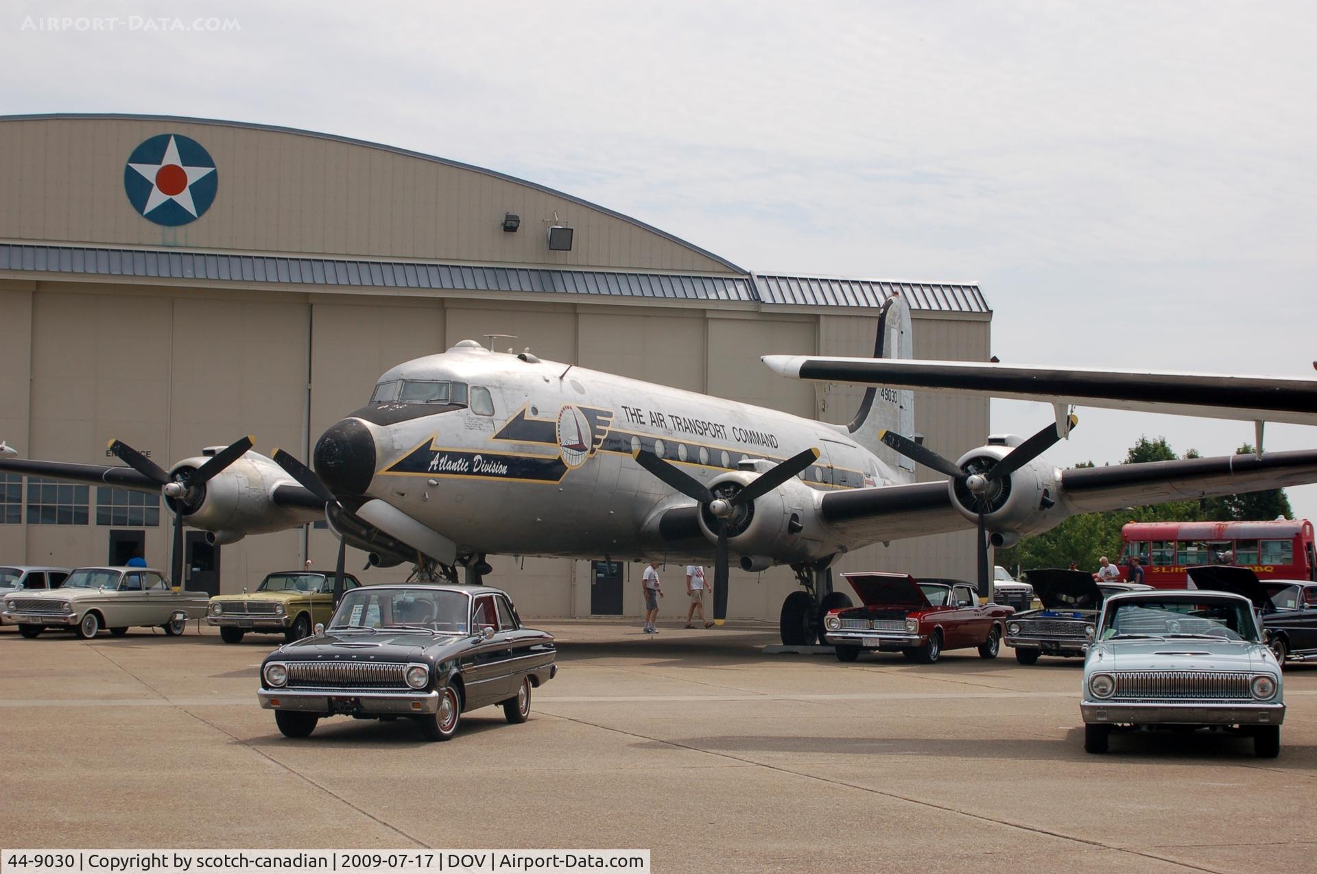 44-9030, 1944 Douglas C-54M C/N 27256, 1944 Douglas C-54M Skymaster and Ford Falcons at the Air Mobility Command Museum, Dover AFB, DE
