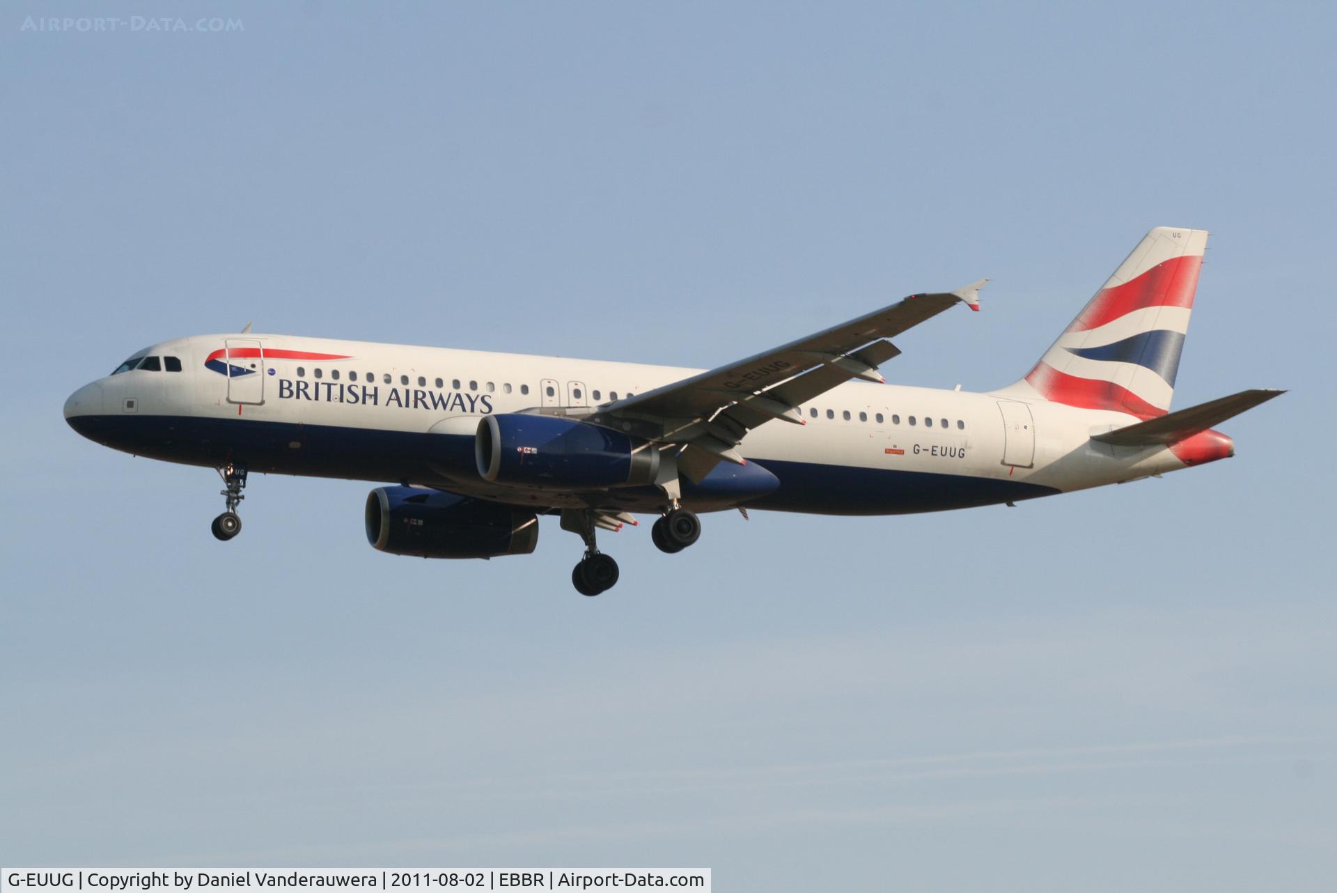 G-EUUG, 2002 Airbus A320-232 C/N 1829, Arrival of flight BA388 to RWY 25L