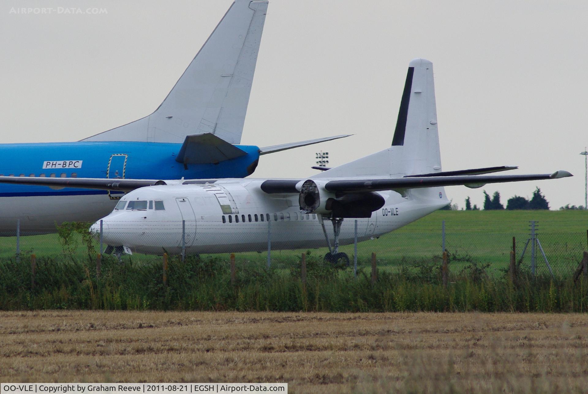 OO-VLE, 1988 Fokker 50 C/N 20132, In storage with the engines removed.