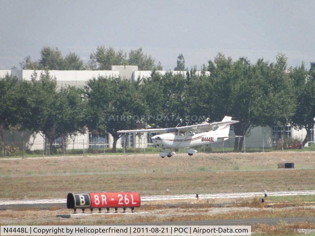 N4448L, 1966 Cessna 172G C/N 17254541, On final in a gust of wing for runway 26R