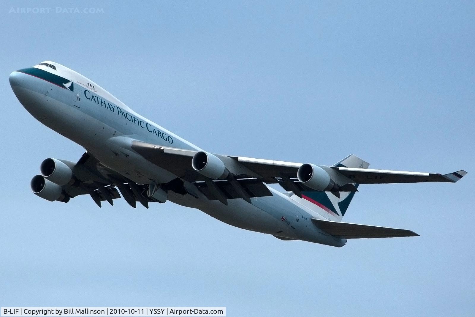B-LIF, 2009 Boeing 747-467ERF C/N 36871, away from 34L, back to HKK