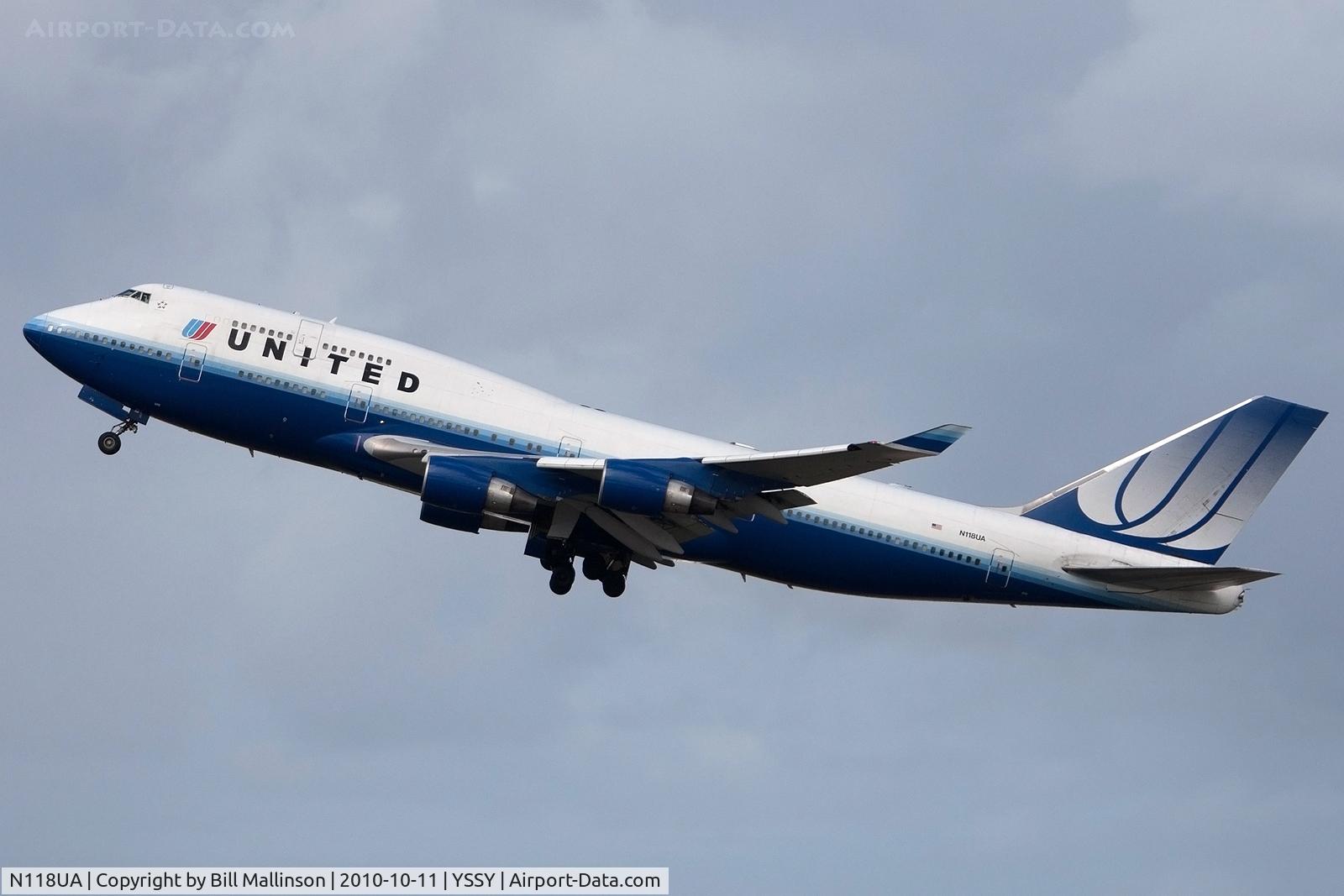 N118UA, 1999 Boeing 747-422 C/N 28811, away to SFO, from 34R