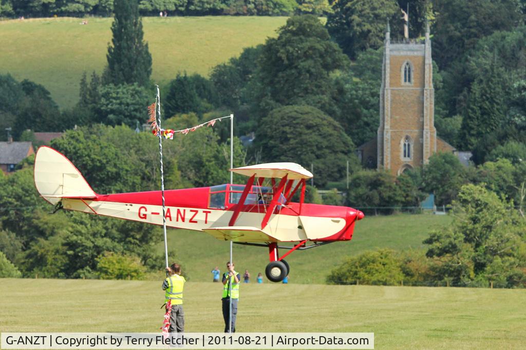 G-ANZT, 1957 Thruxton Jackaroo C/N 84176, Participant at the 80th Anniversary De Havilland Moth Club International Rally at Belvoir Castle , United Kingdom - and limboing as part of the Captain Neville's Flying Circus routine