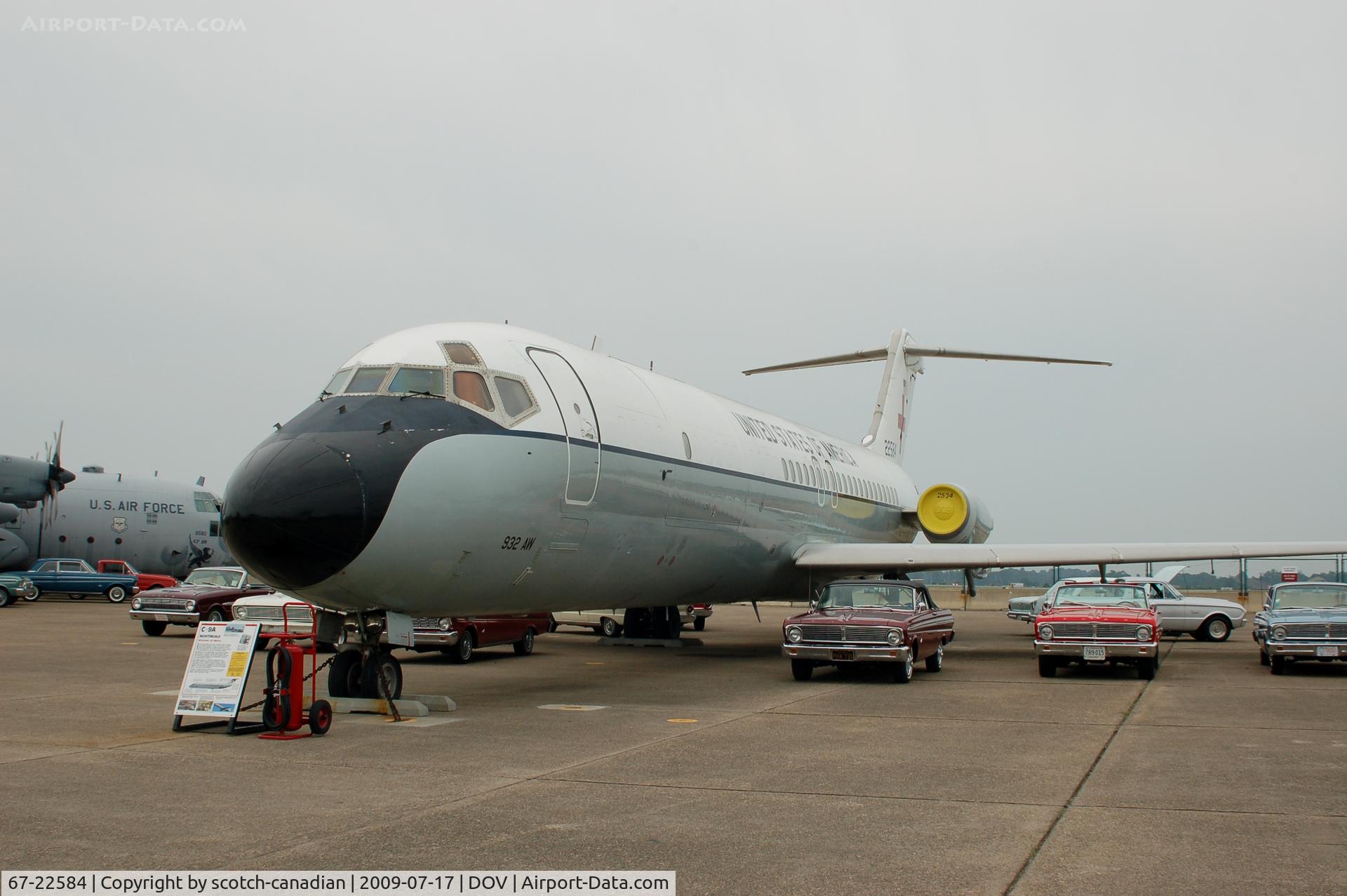67-22584, 1967 McDonnell Douglas C-9A Nightingale C/N 47242, 1967 McDonnell Douglas C-9A Nightingale and Ford Falcons at the Air Mobility Command Museum, Dover AFB, DE