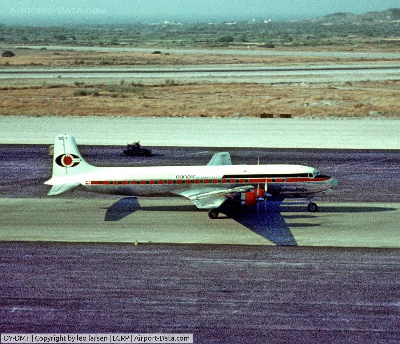 OY-DMT, 1953 Douglas DC-7 C/N 44136, Rhodos Maritsa old airport 19.8.66