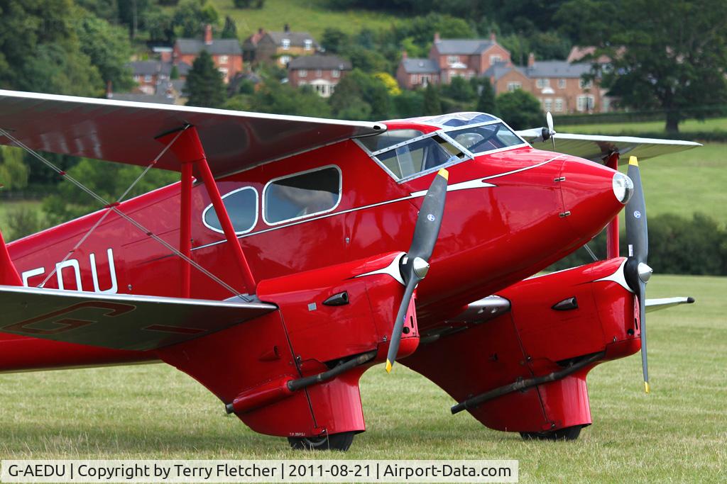 G-AEDU, 1937 De Havilland DH-90A Dragonfly C/N 7526, Participant at the 80th Anniversary De Havilland Moth Club International Rally at Belvoir Castle , United Kingdom