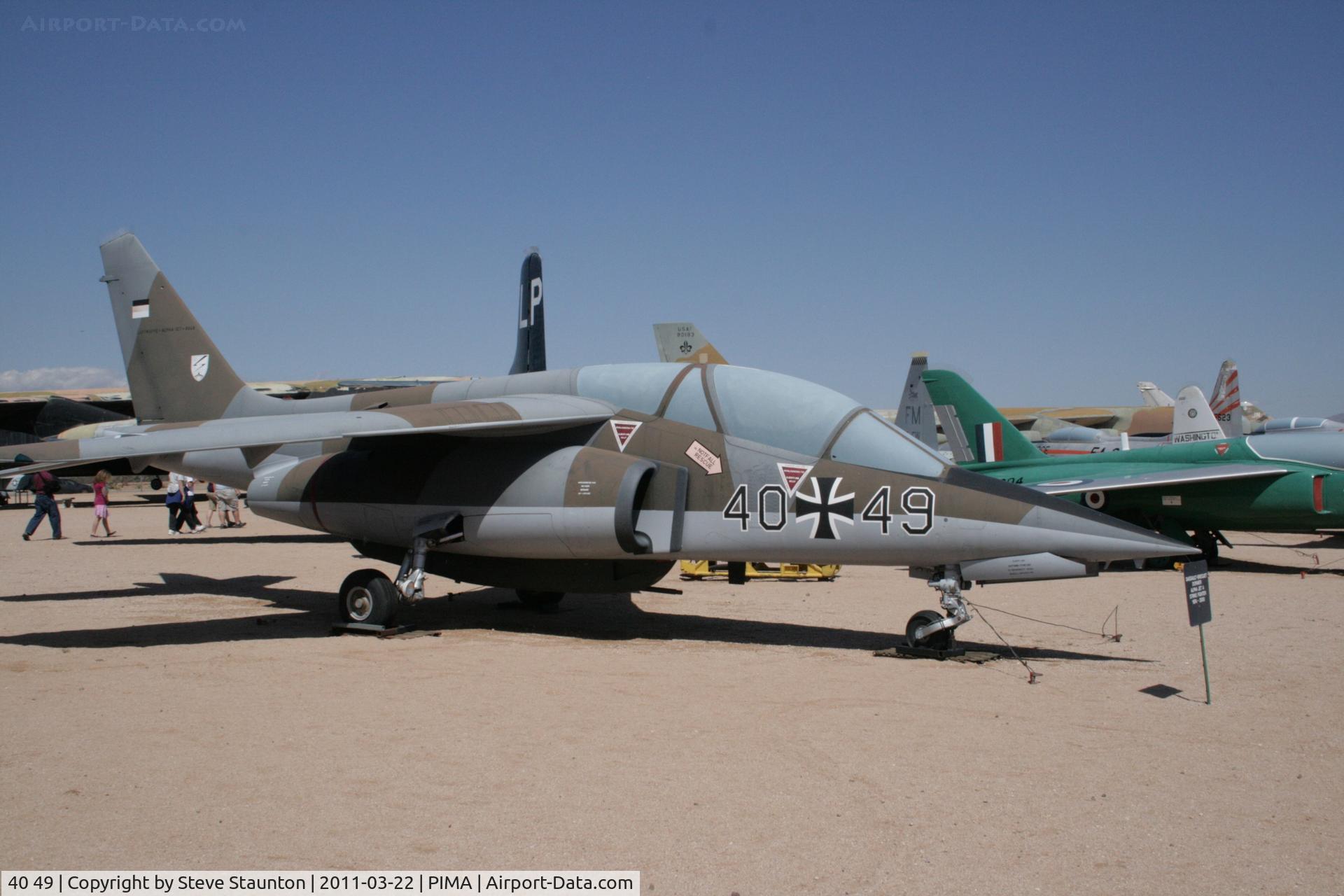 40 49, 1978 Dassault-Dornier Alpha Jet A C/N 0049, Taken at Pima Air and Space Museum, in March 2011 whilst on an Aeroprint Aviation tour