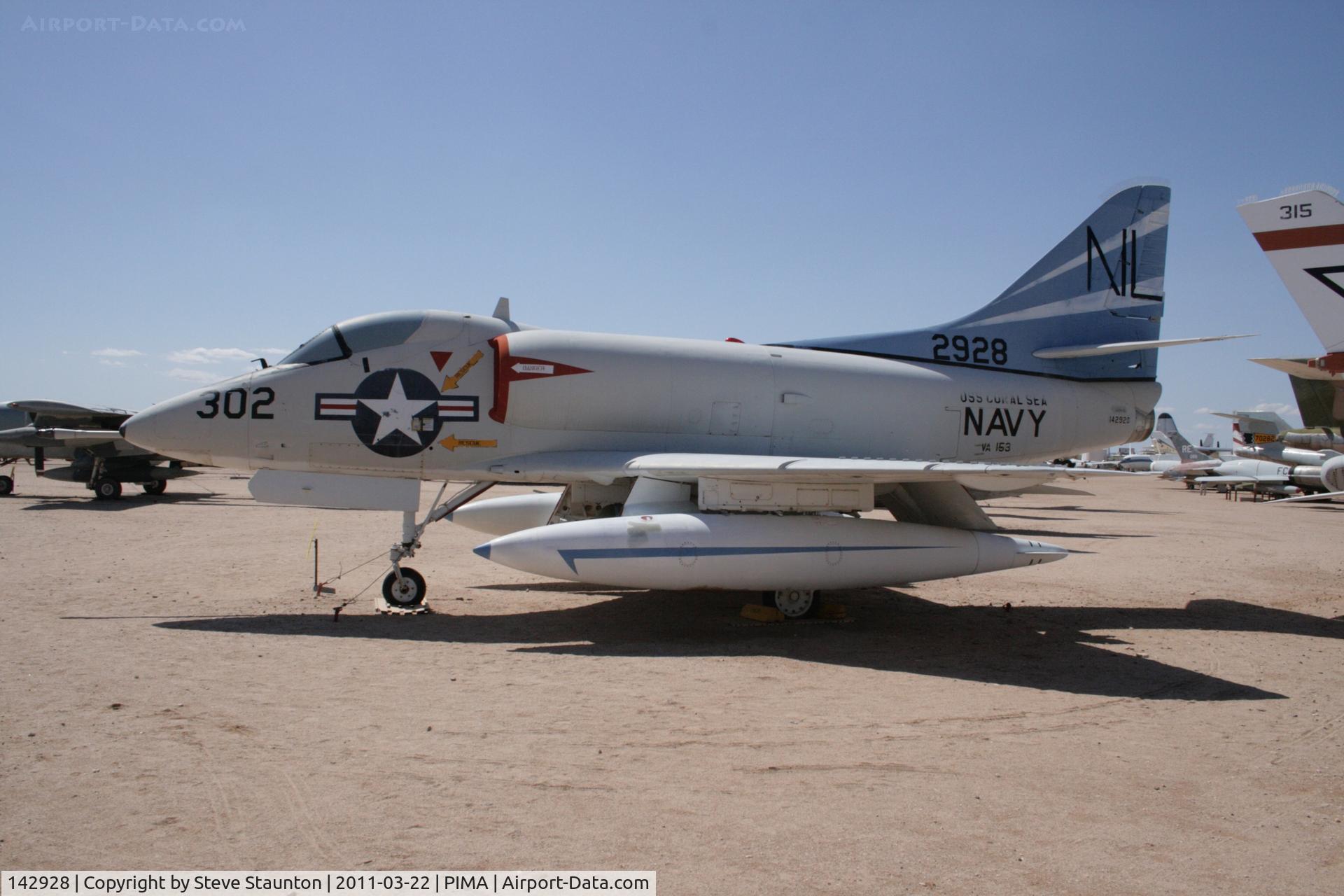 142928, Douglas A-4B Skyhawk C/N 11990, Taken at Pima Air and Space Museum, in March 2011 whilst on an Aeroprint Aviation tour