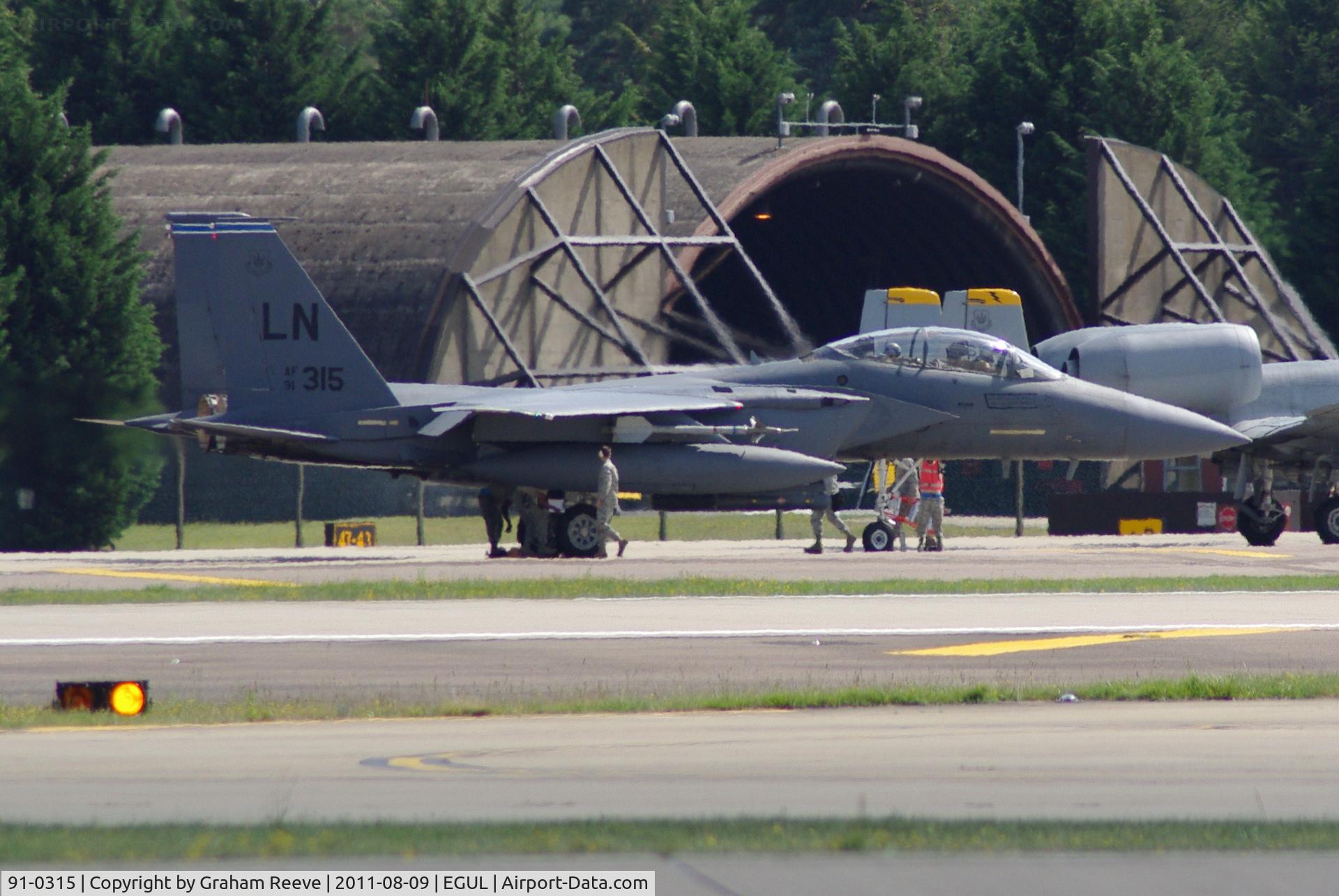 91-0315, 1991 McDonnell Douglas F-15E Strike Eagle C/N 1222/E180, Being readied.