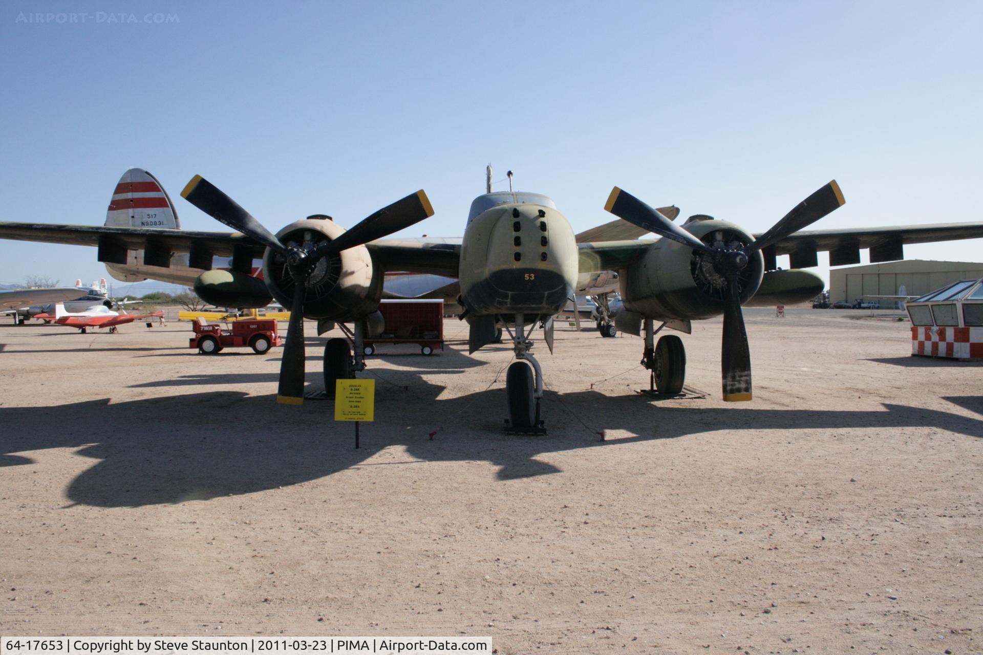 64-17653, Douglas-On Mark B-26K Counter Invader C/N 7091 (was 41-39378), Taken at Pima Air and Space Museum, in March 2011 whilst on an Aeroprint Aviation tour