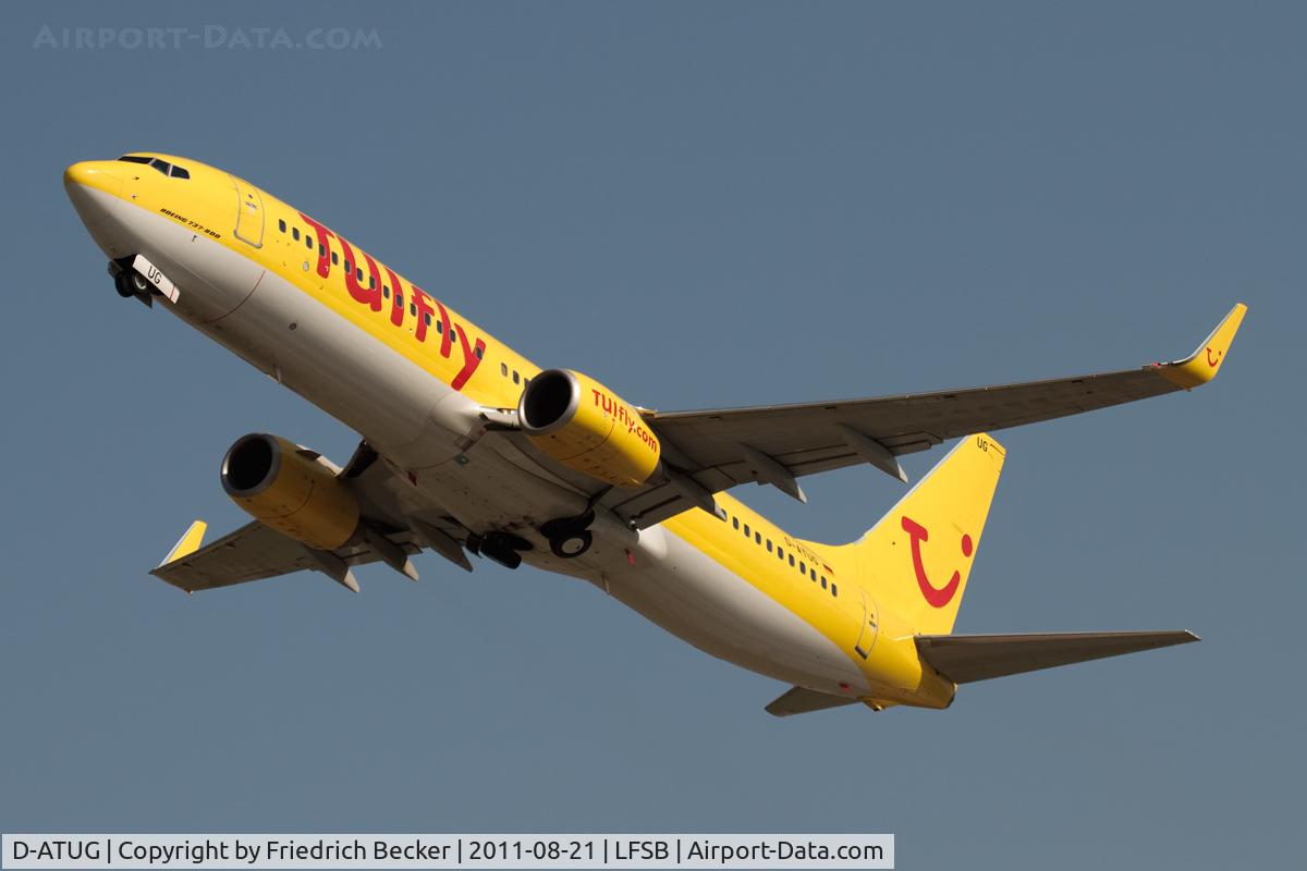 D-ATUG, 2006 Boeing 737-8K5 C/N 34688, departure from Basel