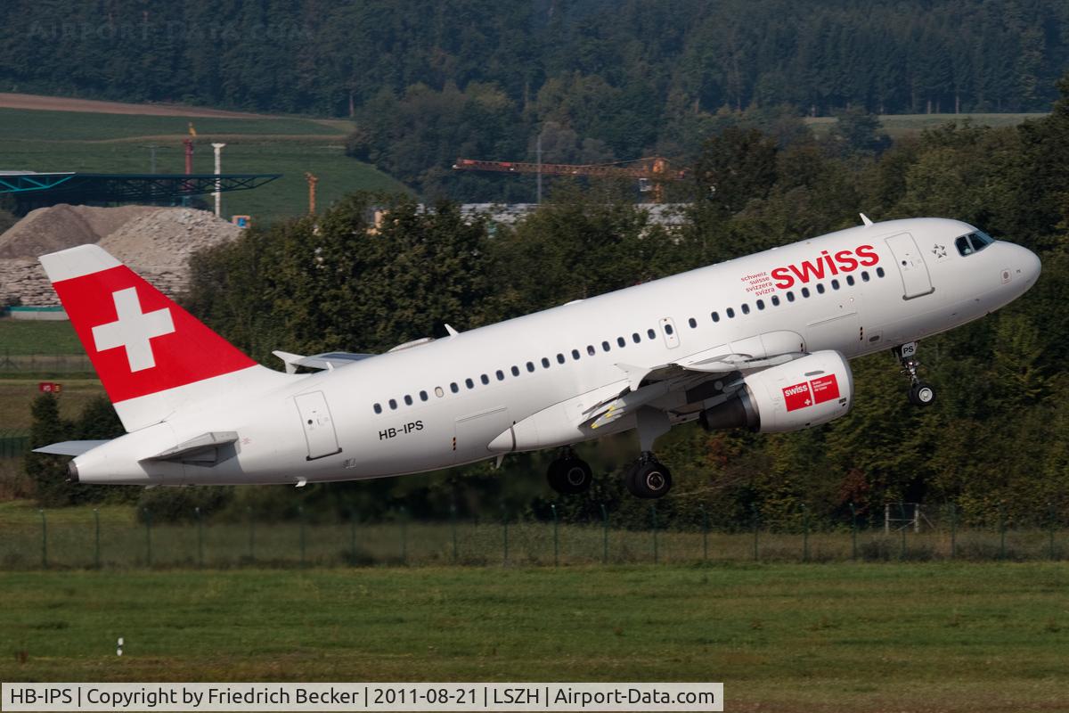 HB-IPS, 1997 Airbus A319-112 C/N 734, departing via RW34