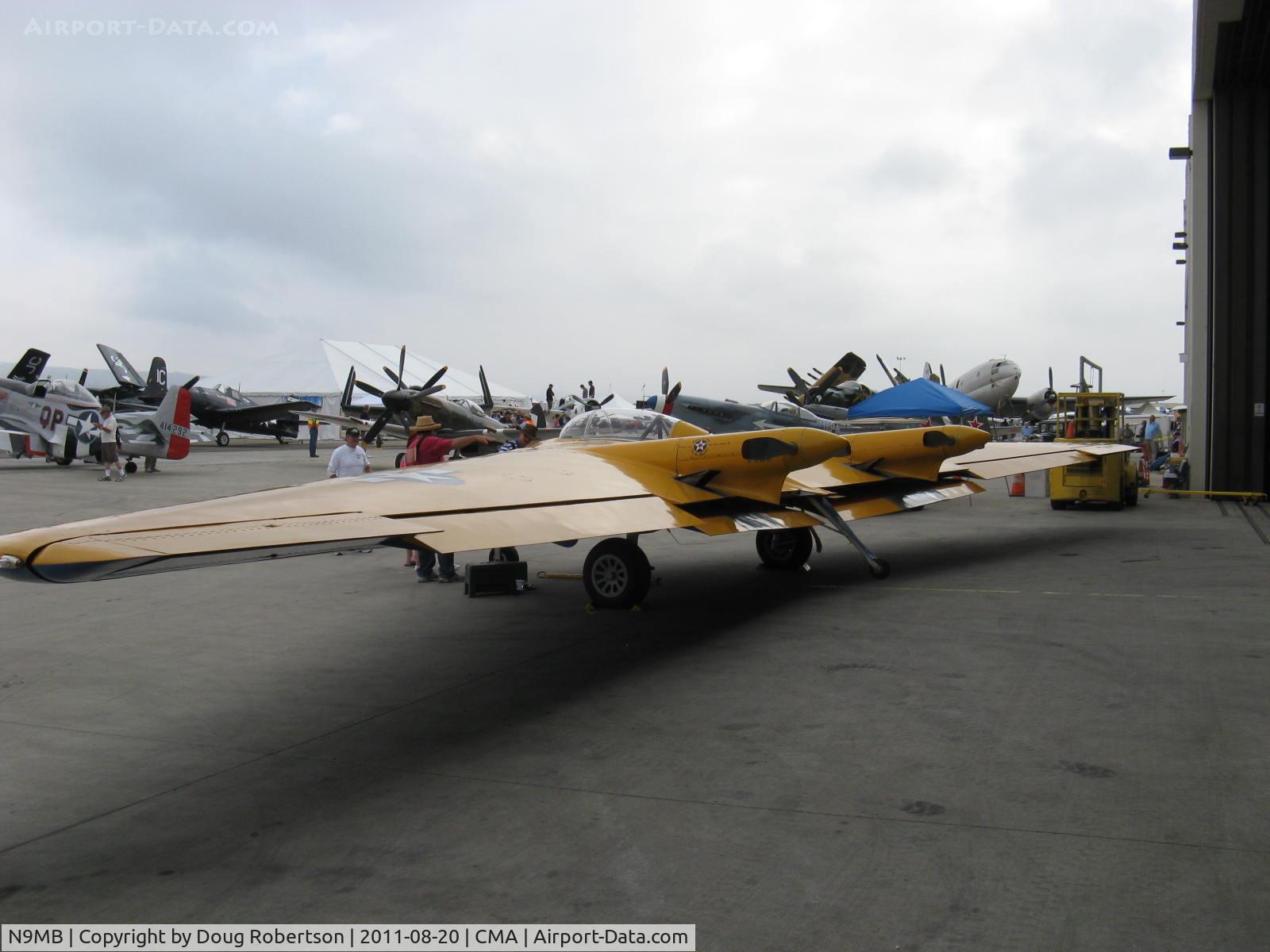 N9MB, 1945 Northrop N9M C/N 04, 1945 Northrop FLYING WING N9M XB-37 prototype bomber, two Franklin XO-540-7 300 Hp each pushers, SOLE airworthy example restored by Planes of Fame Air Museum at CNO.