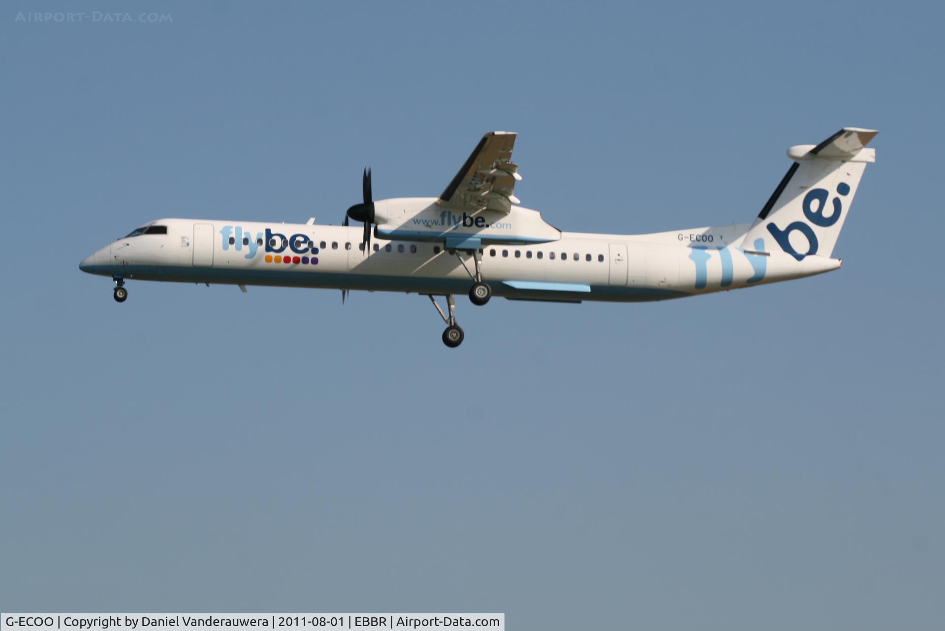 G-ECOO, 2009 De Havilland Canada DHC-8-402Q Dash 8 C/N 4237, Arrival of flight BE593 to RWY 25L