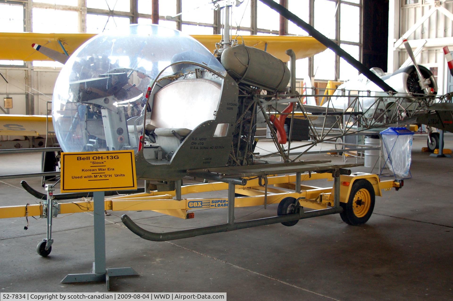 52-7834, 1952 Bell OH-13G Sioux C/N 1061, 1952 Bell OH-13G Sioux Helicopter at the Naval Air Station Wildwood Aviation Museum, Cape May County Airport, Wildwood, NJ