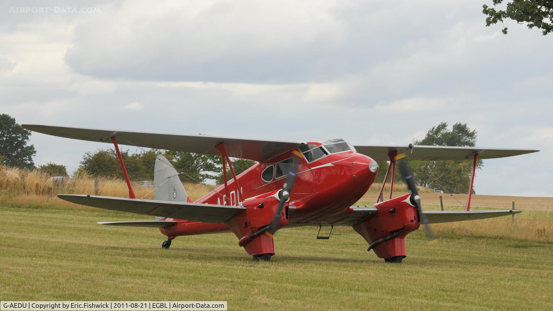 G-AEDU, 1937 De Havilland DH-90A Dragonfly C/N 7526, 3. The de Havilland Moth Club International Moth Rally, celebrating the 80th anniversary of the DH82 Tiger Moth. Held at Belvoir Castle. A most enjoyable day.