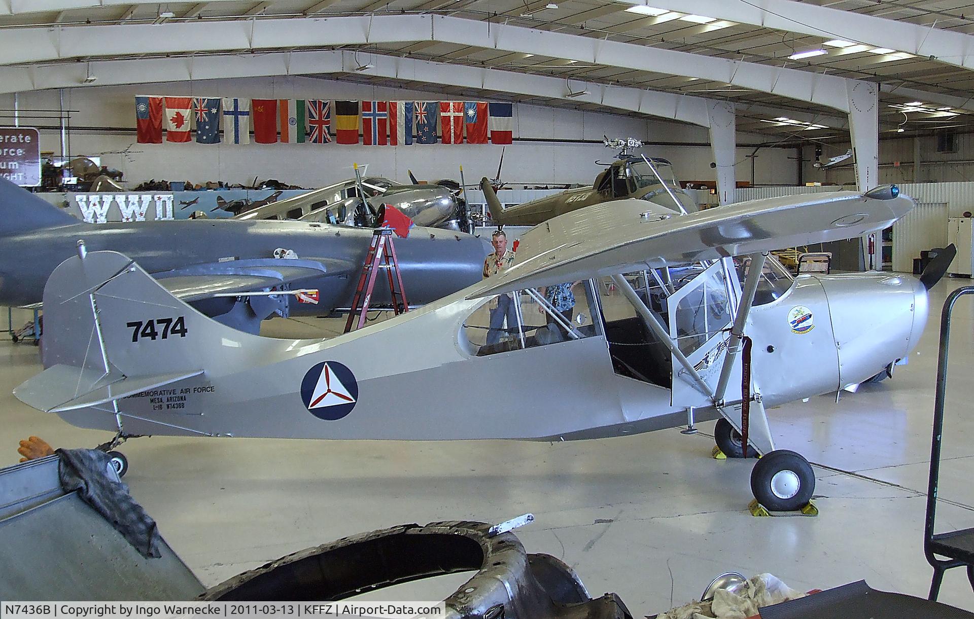 N7436B, 1956 Champion 7EC C/N 7EC-474, Champion 7EC (posing as Aeronca L-16) at the CAF Arizona Wing Museum, Mesa AZ