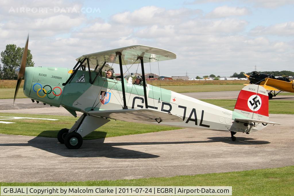 G-BJAL, 1957 Bucker 1-131E Jungmann C/N 1028, Casa 1-131E Srs 1000 Jungmann at Breighton Airfield's Wings & Wheels Weekend, July 2011.