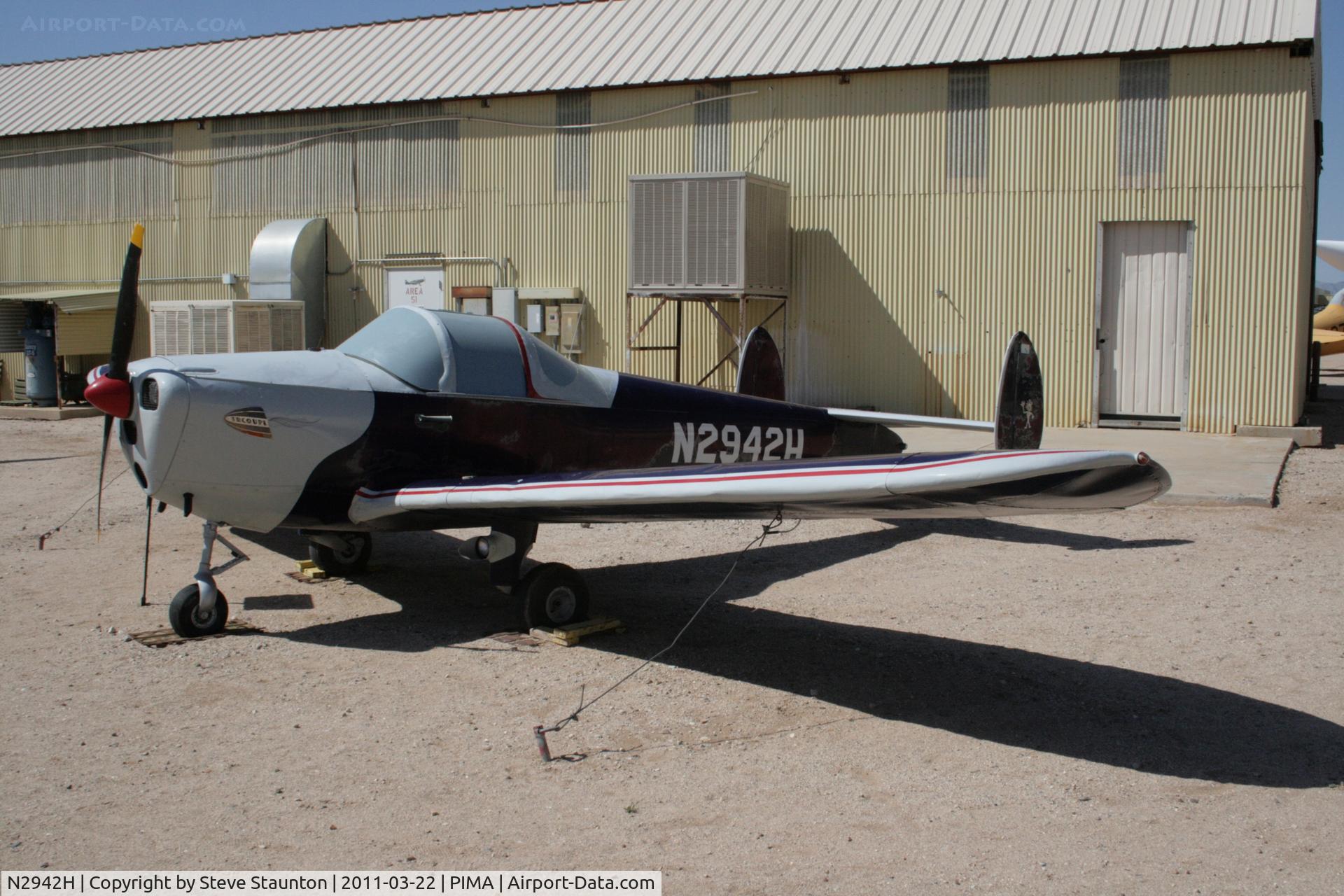 N2942H, 1946 Erco 415C Ercoupe C/N 3567, Taken at Pima Air and Space Museum, in March 2011 whilst on an Aeroprint Aviation tour