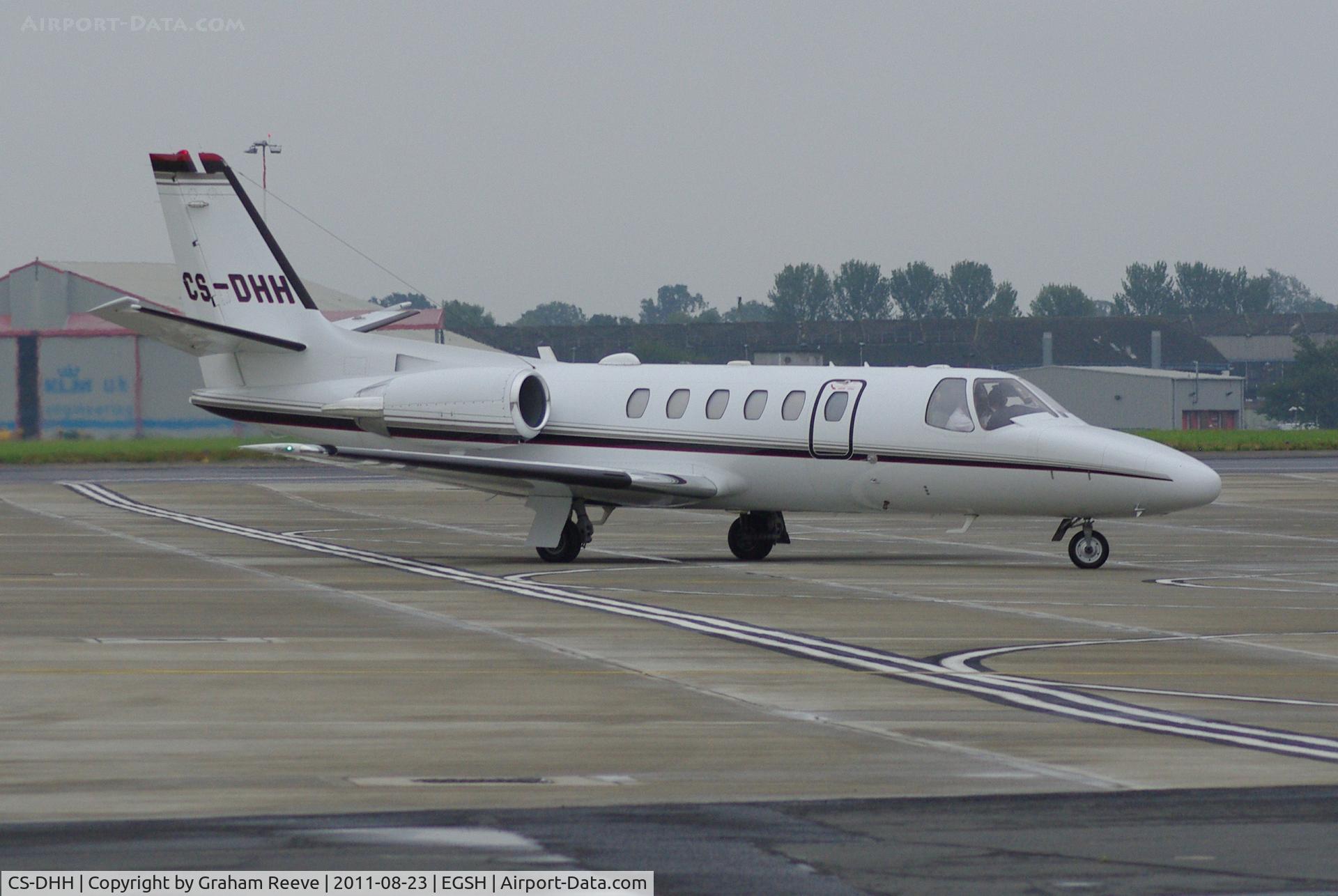 CS-DHH, 2002 Cessna 550 Citation Bravo C/N 550-1043, Just landed and about to park.