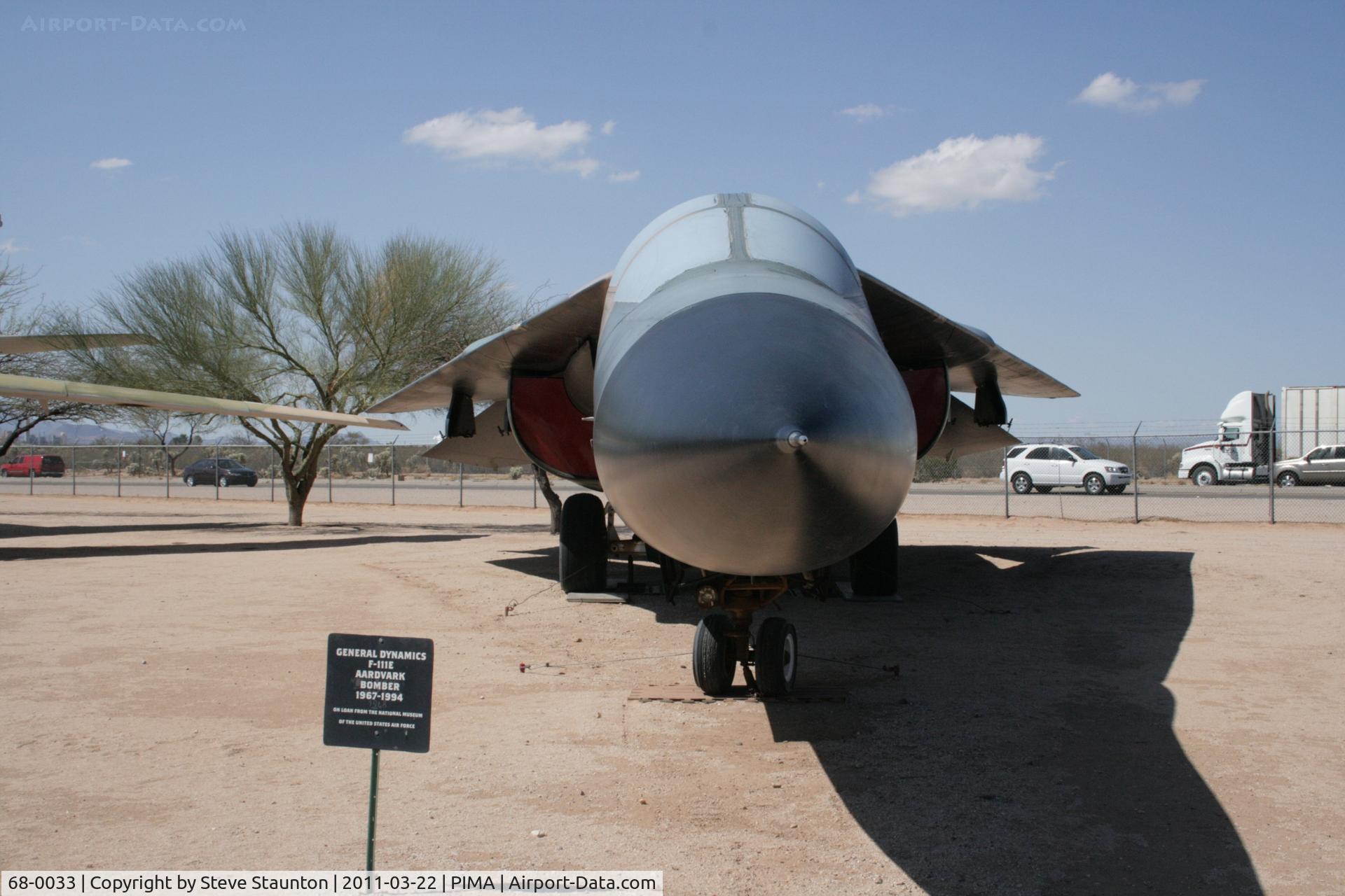 68-0033, 1968 General Dynamics F-111E Aardvark C/N A1-202, Taken at Pima Air and Space Museum, in March 2011 whilst on an Aeroprint Aviation tour