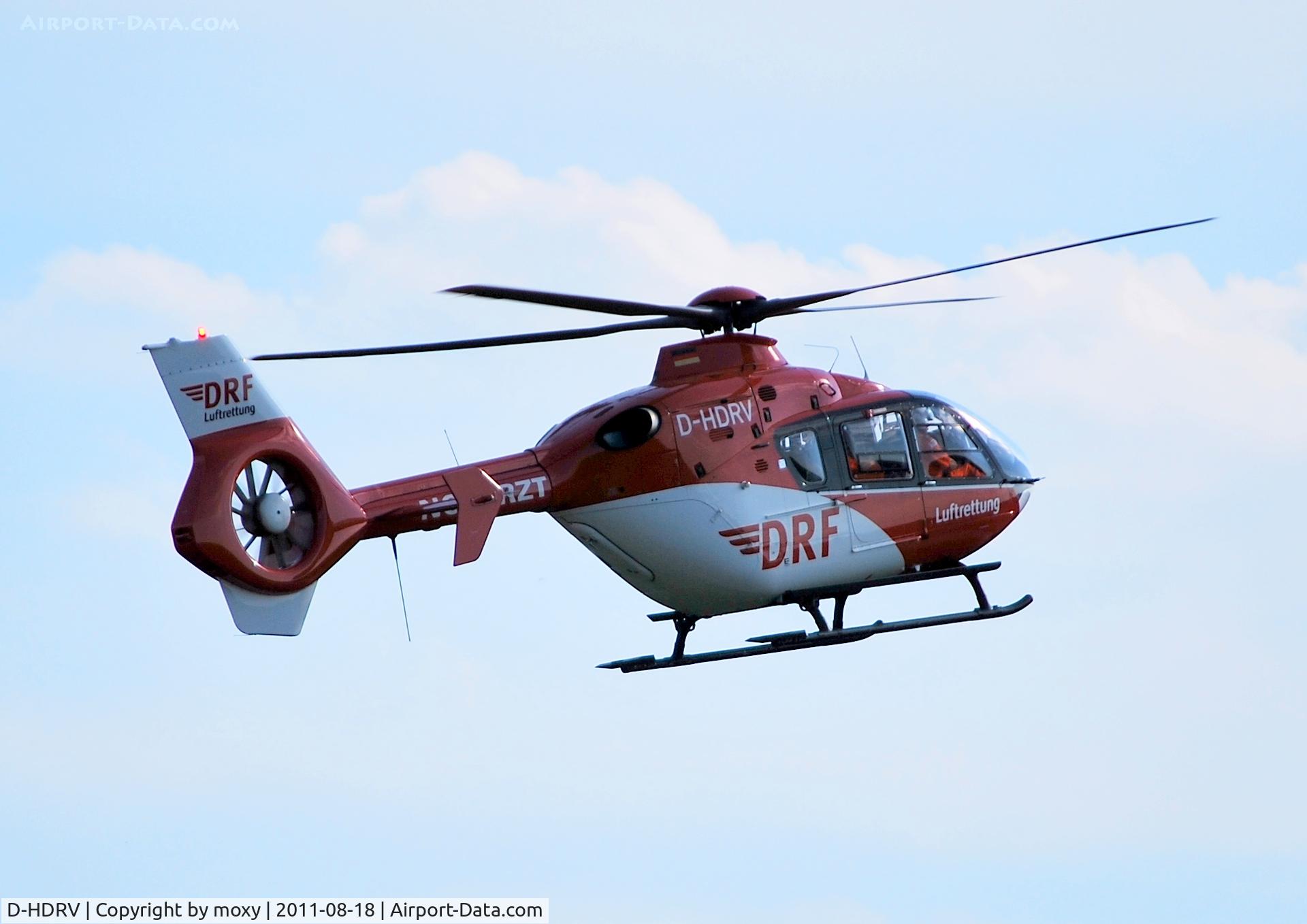 D-HDRV, 2009 Eurocopter EC-135P-2i C/N 0808, DRF Luftrettung Eurocopter EC-135P-2i arriving at the DRF station at Bad Saarow hospital, Brandenburg, Eastern Germany.