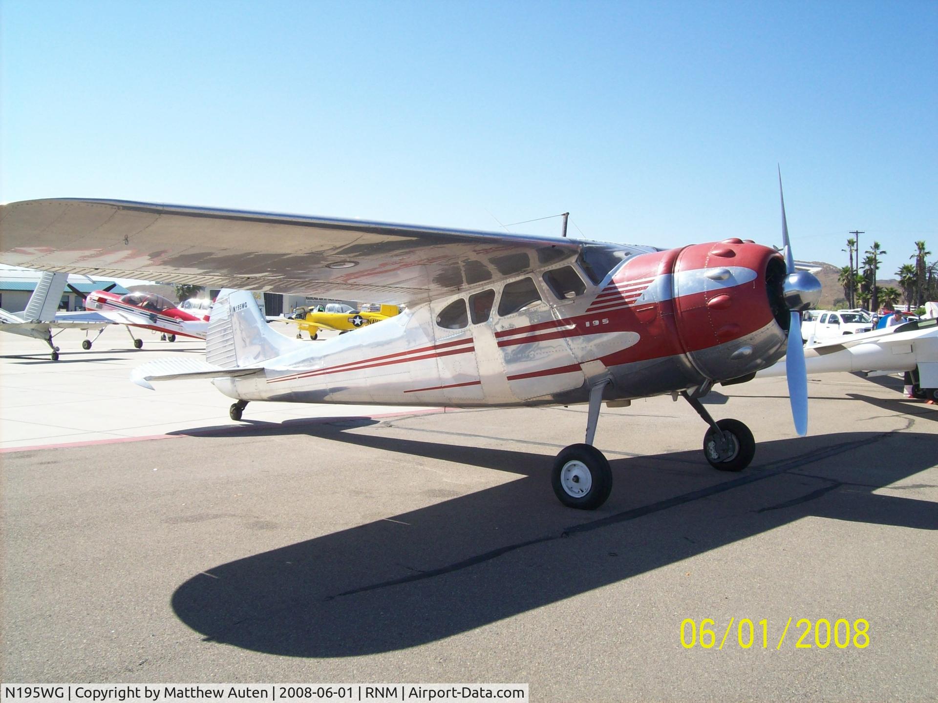N195WG, 1952 Cessna 195A C/N 7926, Ramona Air Show 2008