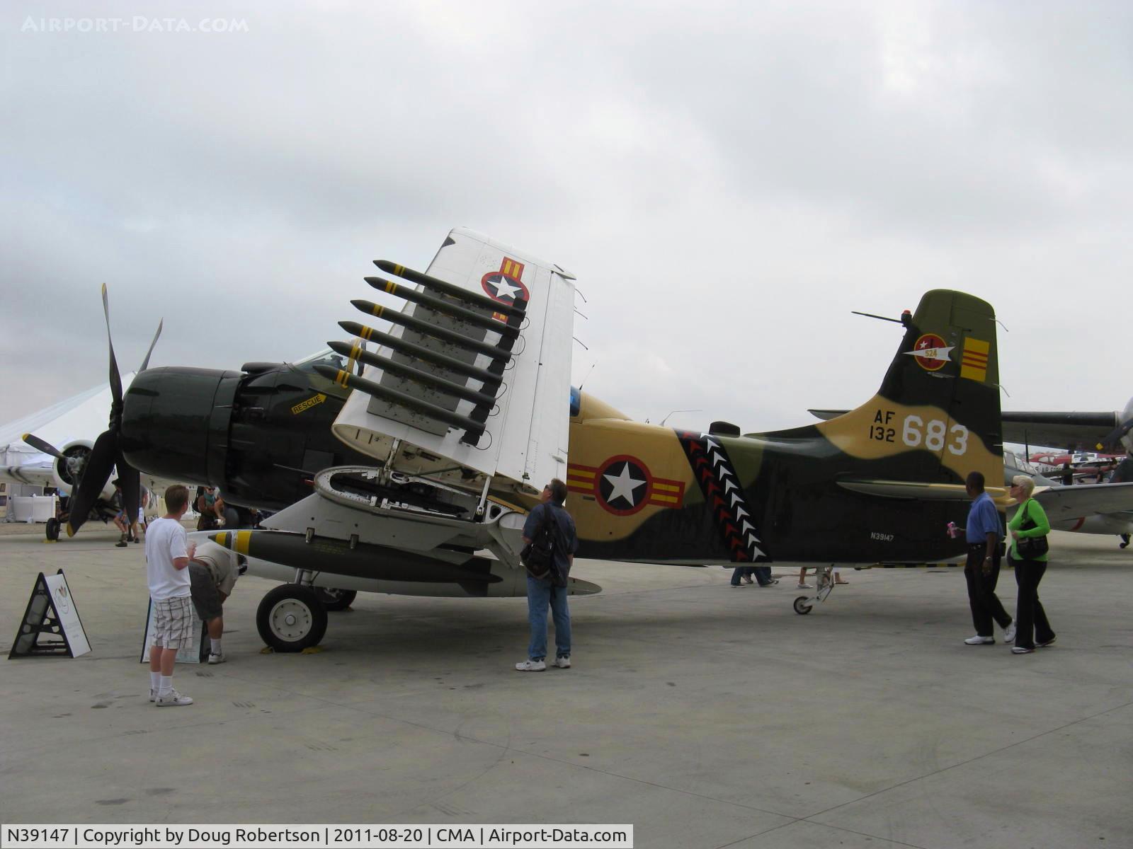 N39147, Douglas AD-5 (A-1E) Skyraider C/N 9540, 1952 Douglas AD-5 (A-1E) SKYRAIDER, Wright R3350-26W 2,700 Hp, a stunningly restored example of the 'SPAD' as USN crews called this versatile anachronism in the jet age.