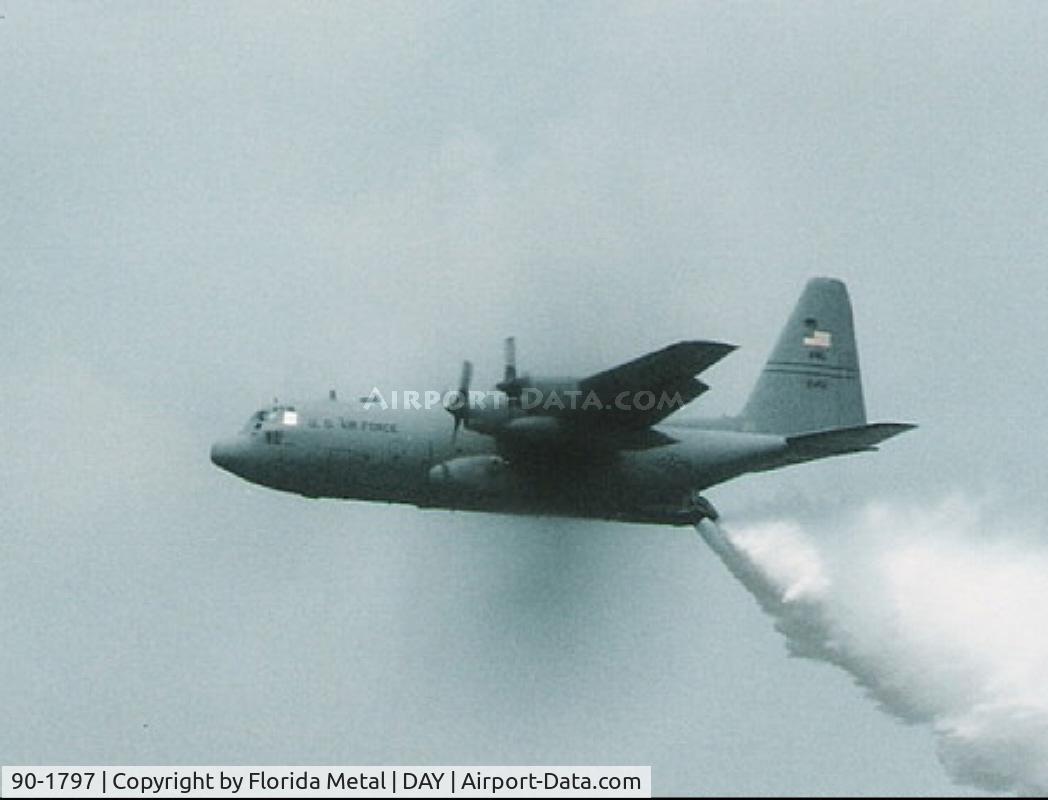 90-1797, 1990 Lockheed C-130H Hercules C/N 382-5250, C-130 Water demo at 1995 Dayton Airshow - taken with my old film camera.