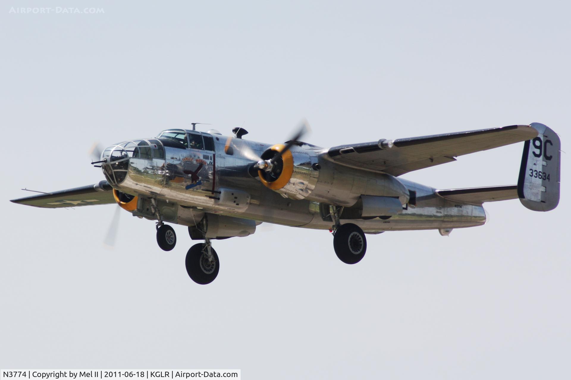 N3774, 1943 North American B-25D Mitchell C/N 100-23960, Yankee Warrior at 2011 Wings Over Gaylord Air Show