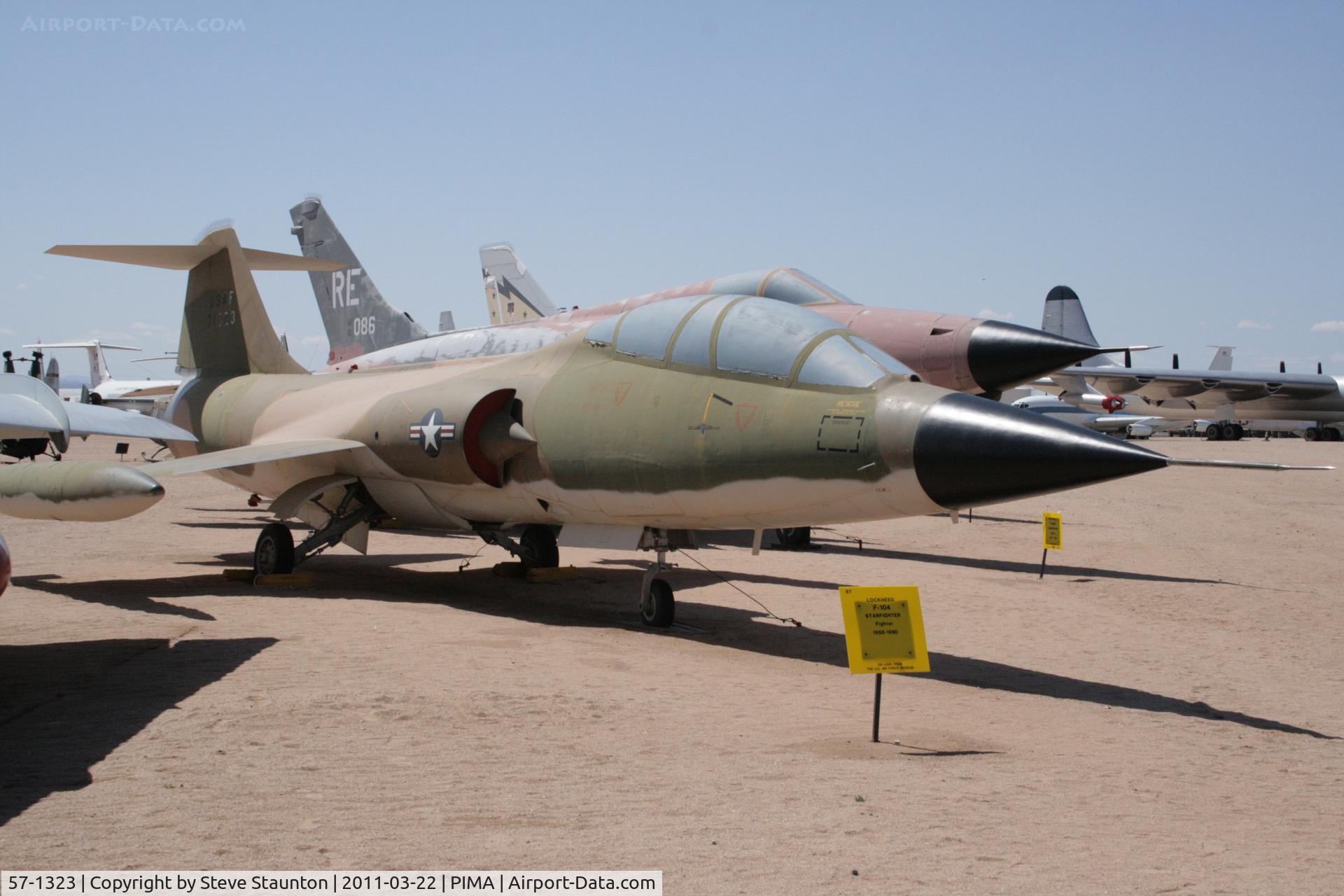 57-1323, 1957 Lockheed F-104D Starfighter C/N 483-5035, Taken at Pima Air and Space Museum, in March 2011 whilst on an Aeroprint Aviation tour