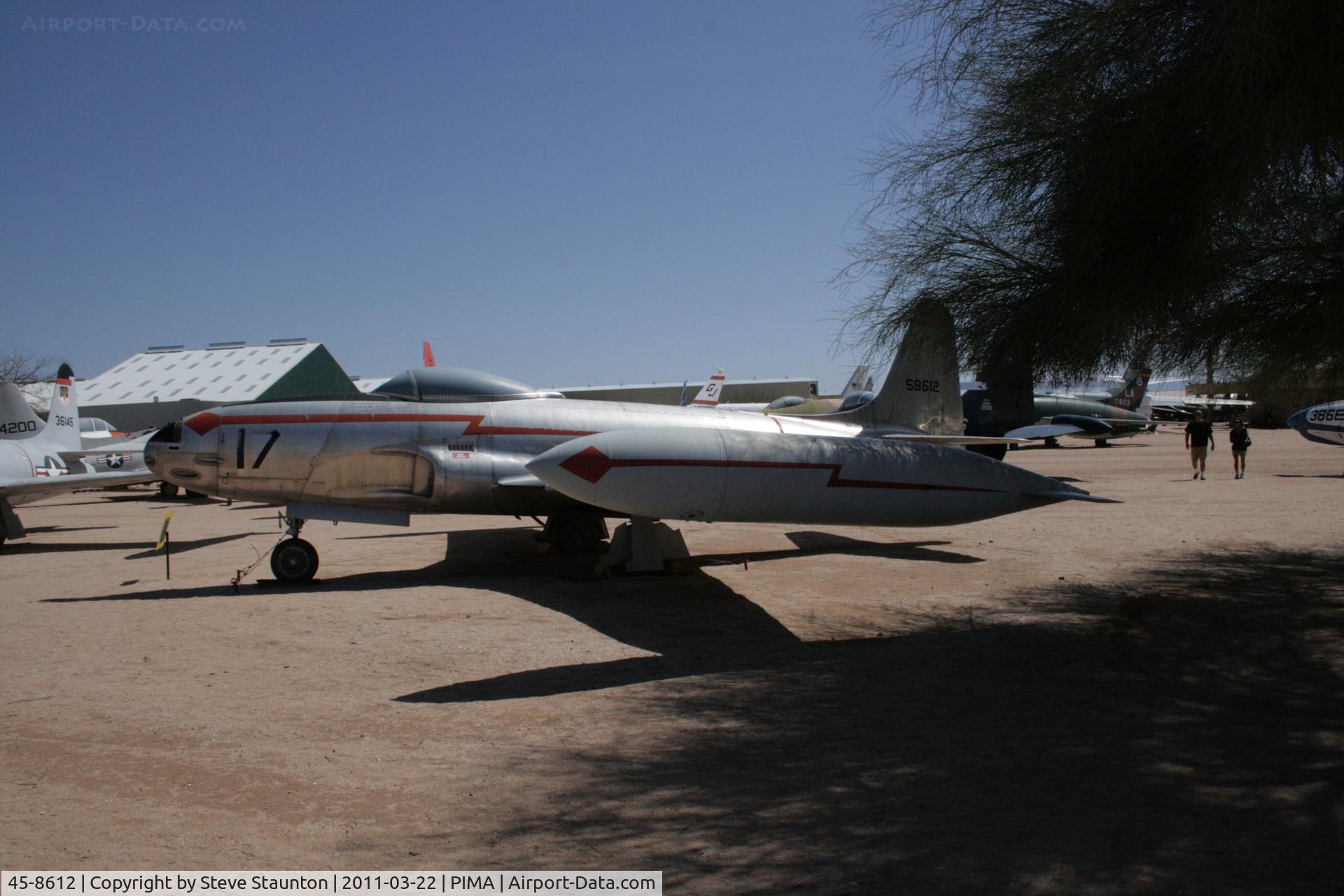 45-8612, 1945 Lockheed P-80B-1-LO Shooting Star C/N 080-1826, Taken at Pima Air and Space Museum, in March 2011 whilst on an Aeroprint Aviation tour