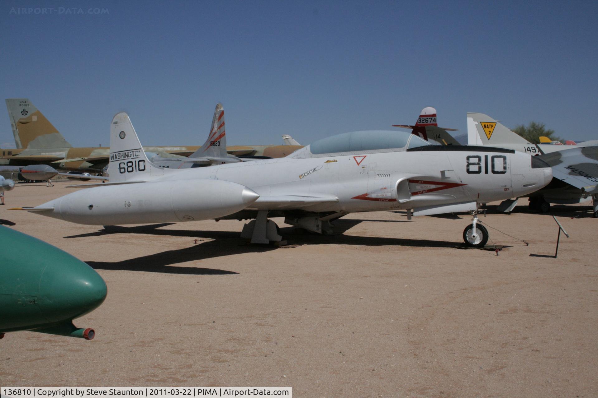 136810, Lockheed T-33B (TV-2 Seastar) C/N 580-7914, Taken at Pima Air and Space Museum, in March 2011 whilst on an Aeroprint Aviation tour