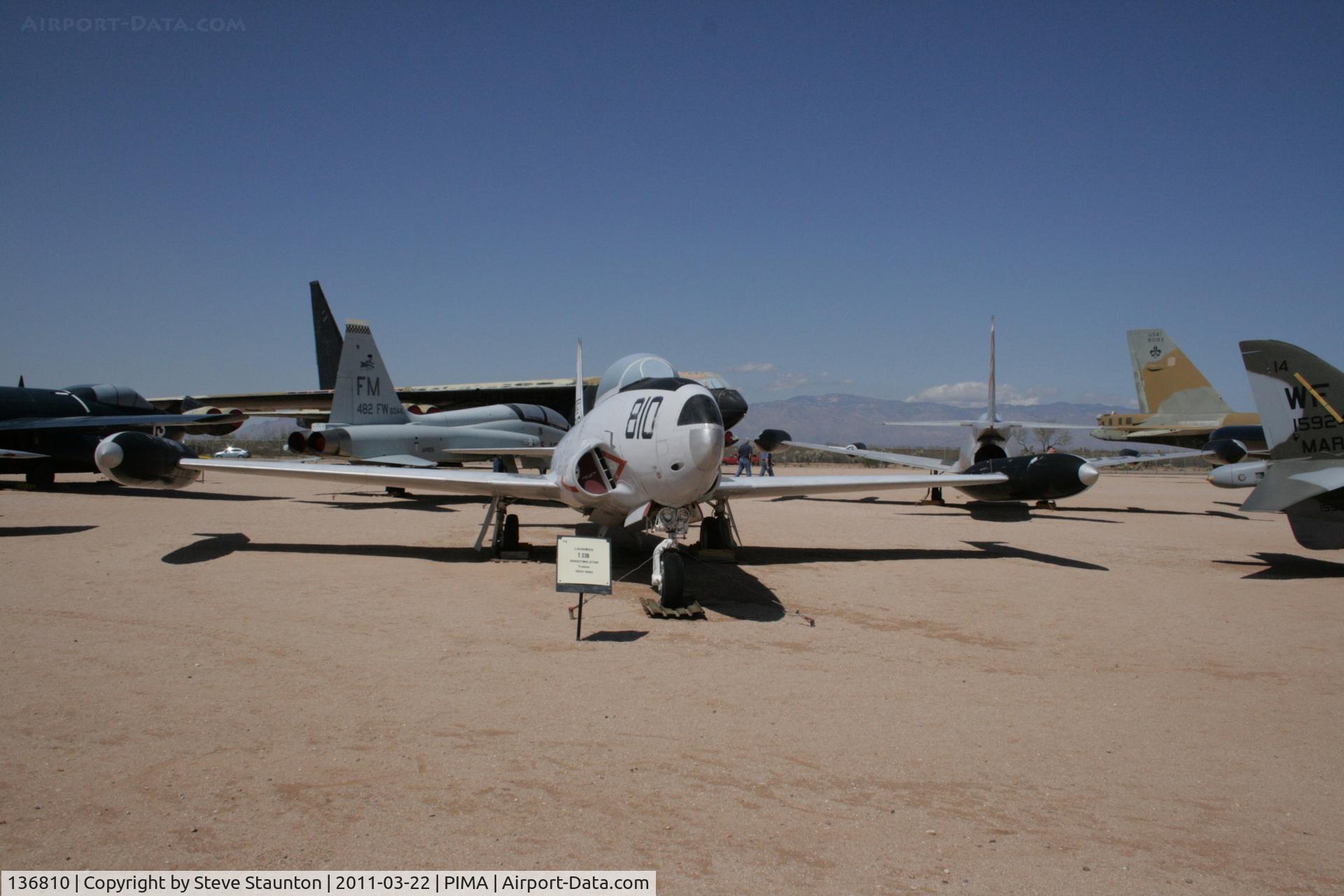 136810, Lockheed T-33B (TV-2 Seastar) C/N 580-7914, Taken at Pima Air and Space Museum, in March 2011 whilst on an Aeroprint Aviation tour