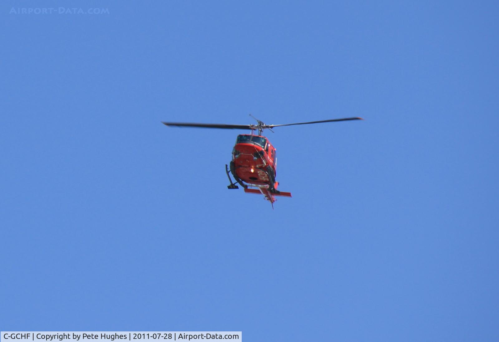 C-GCHF, 1974 Bell 212 C/N 30617, C-GCHF Bell 212 overhead Powell River, British Columbia