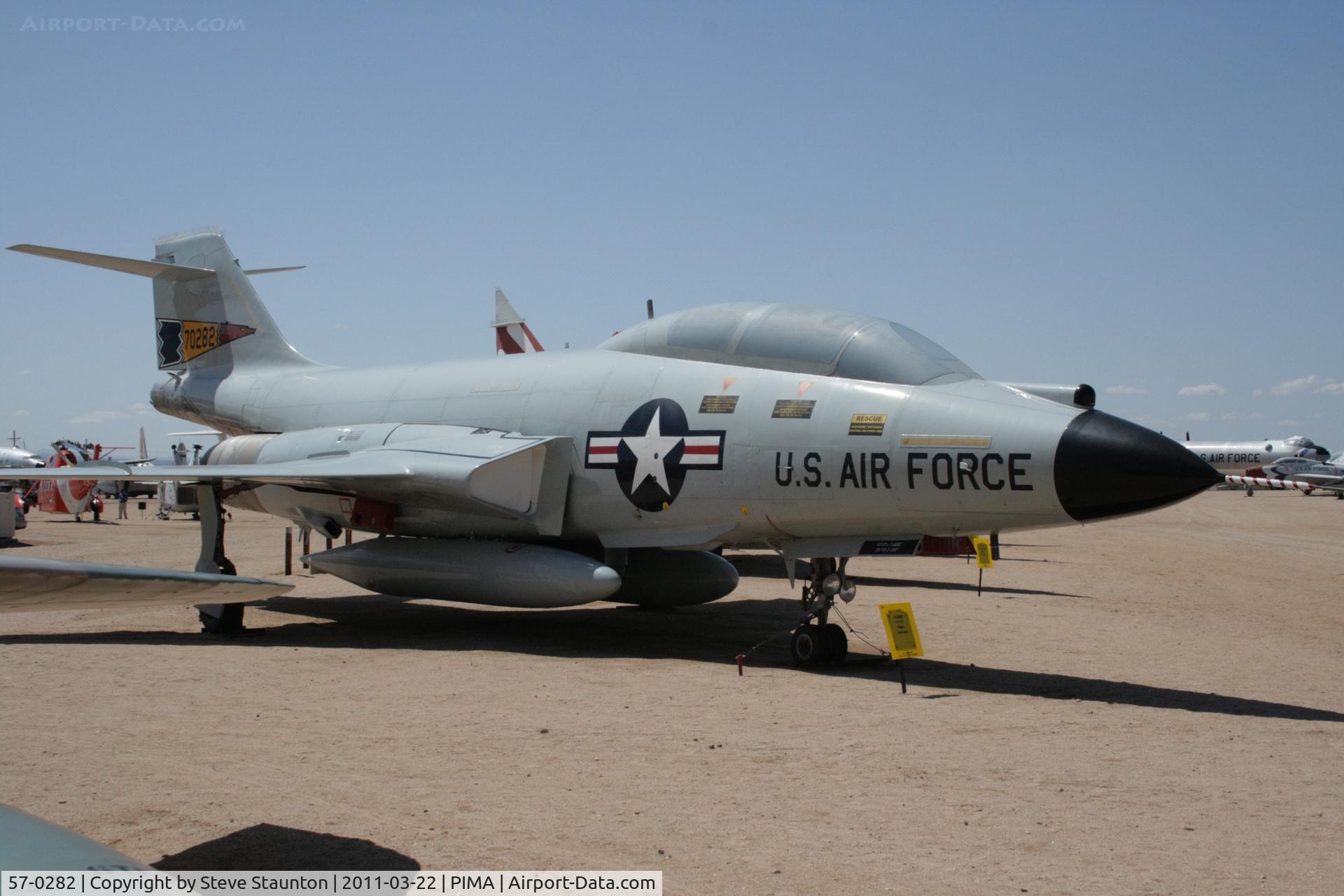 57-0282, 1957 McDonnell F-101B-85-MC Voodoo C/N 460, Taken at Pima Air and Space Museum, in March 2011 whilst on an Aeroprint Aviation tour