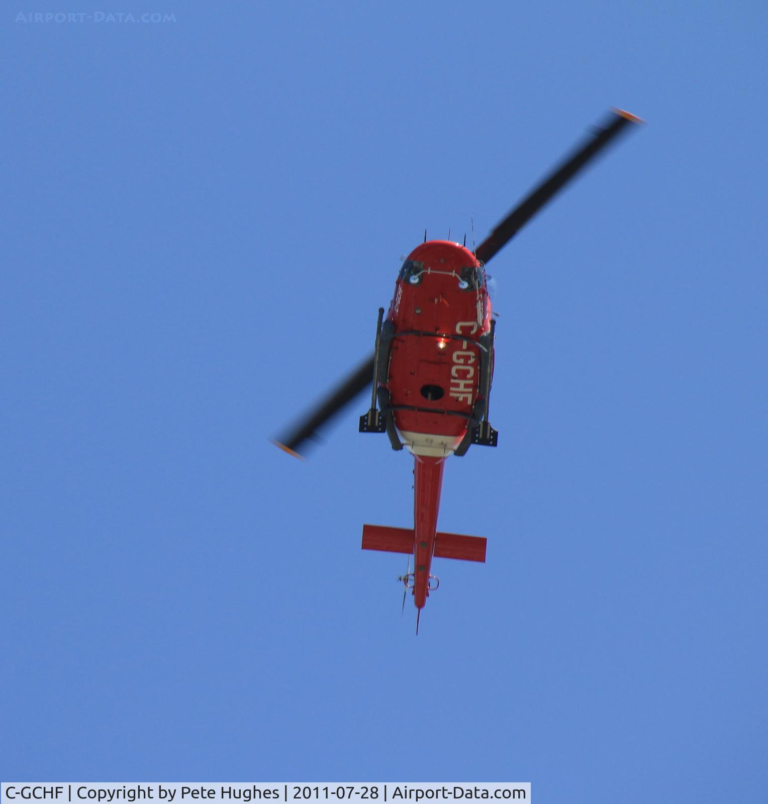 C-GCHF, 1974 Bell 212 C/N 30617, C-GCHF Bell 212 overhead Powell River, British Columbia